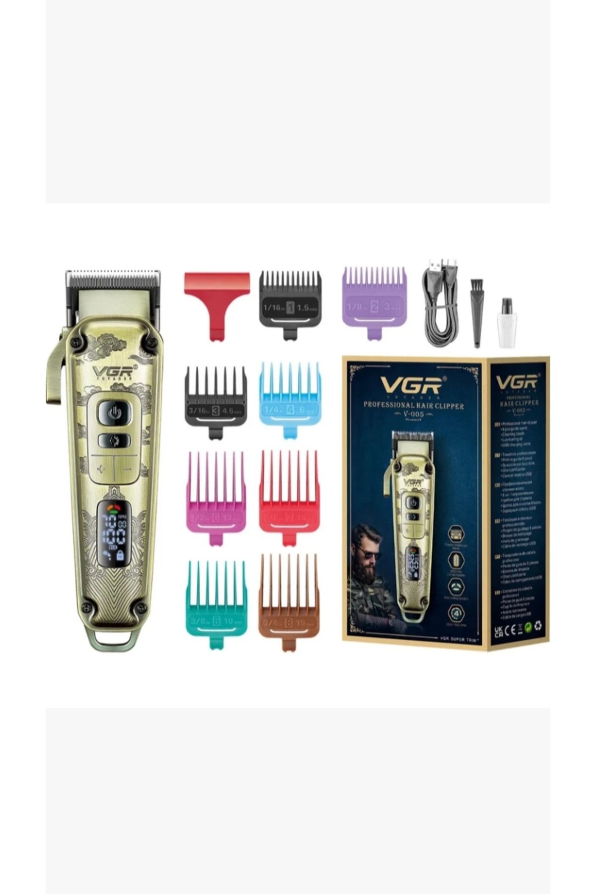 SMP Vgr V-005 Profesyonel Saç Kesme ve Tıraş Makinesi - Renkli Taraklı Tam Set!