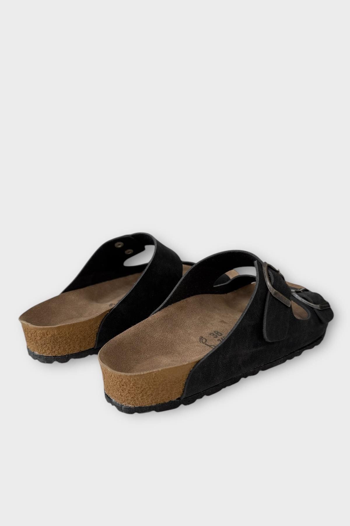 Liger-Unisex Double Buckle Orthopedic Slippers Black 5
