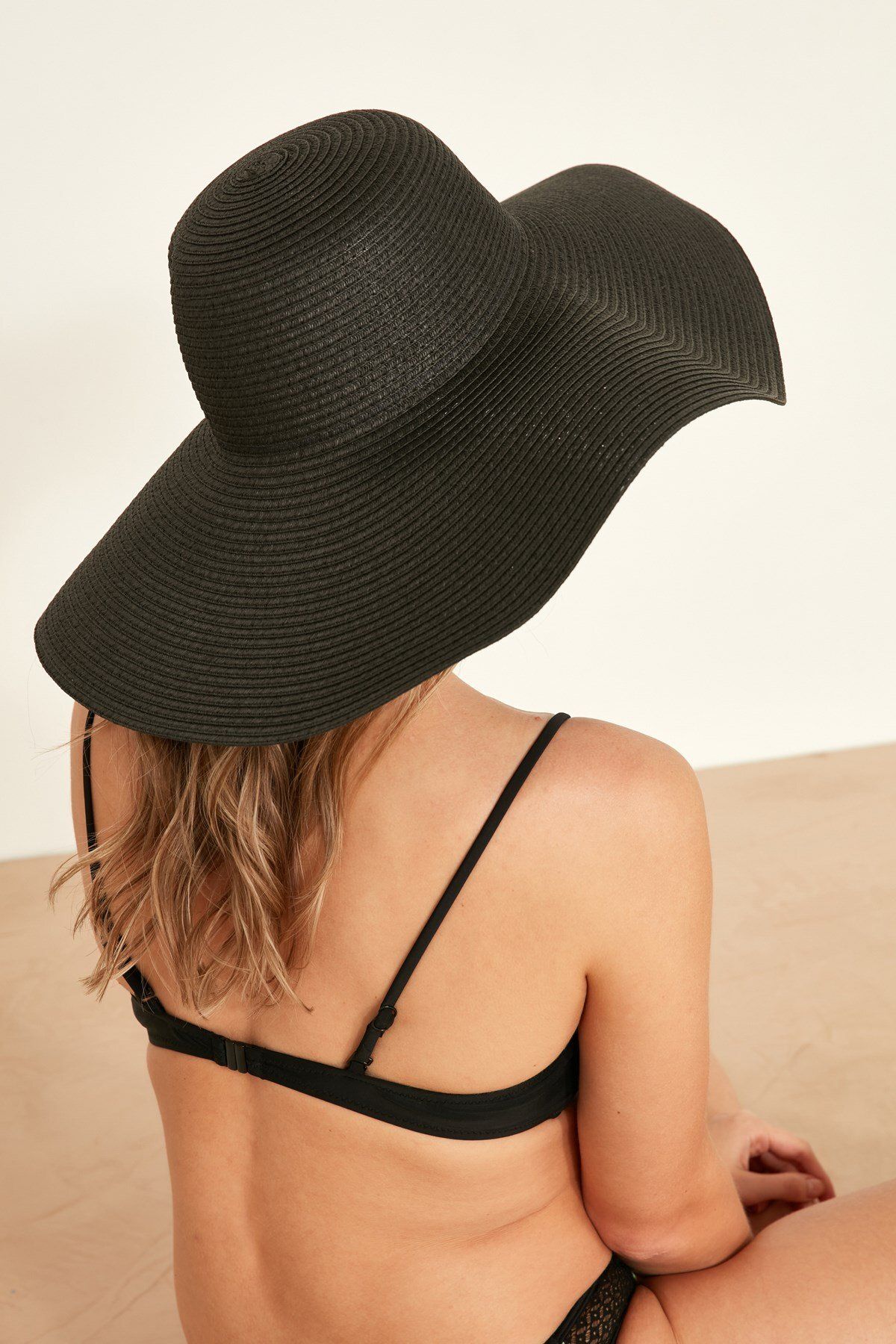 C&City-Damen Stroh Strandhut Y1730-23 Schwarz 3