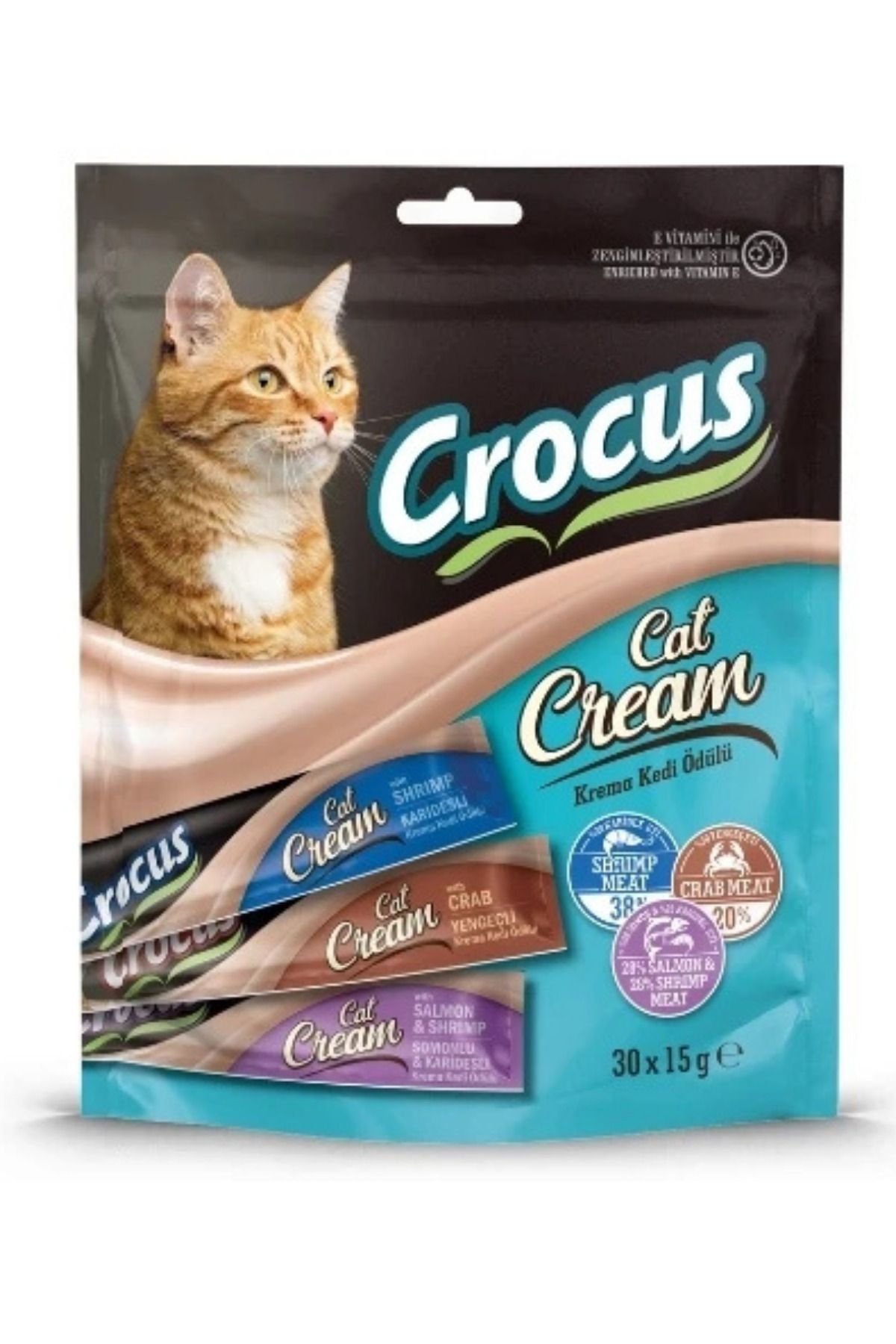 Crocus Karışık Lezzet Somon Karides Ve Yengeç Sıvı Kedi Ödül Maması 30X15gr