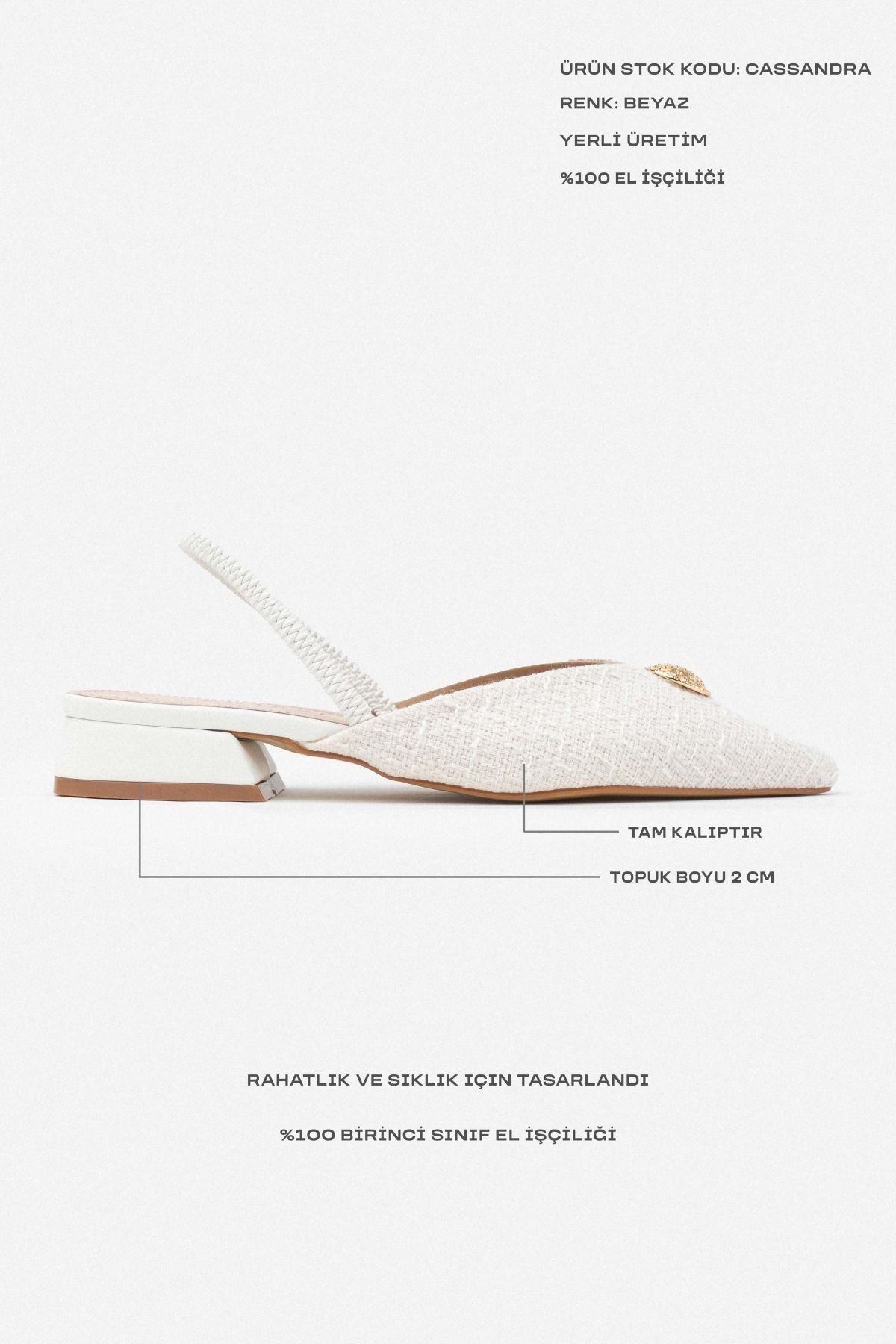 NİŞANTAŞI SHOES-Cassandra Weißer Teppich Accessoire Detail Kurzer Absatz Damen Babet 3
