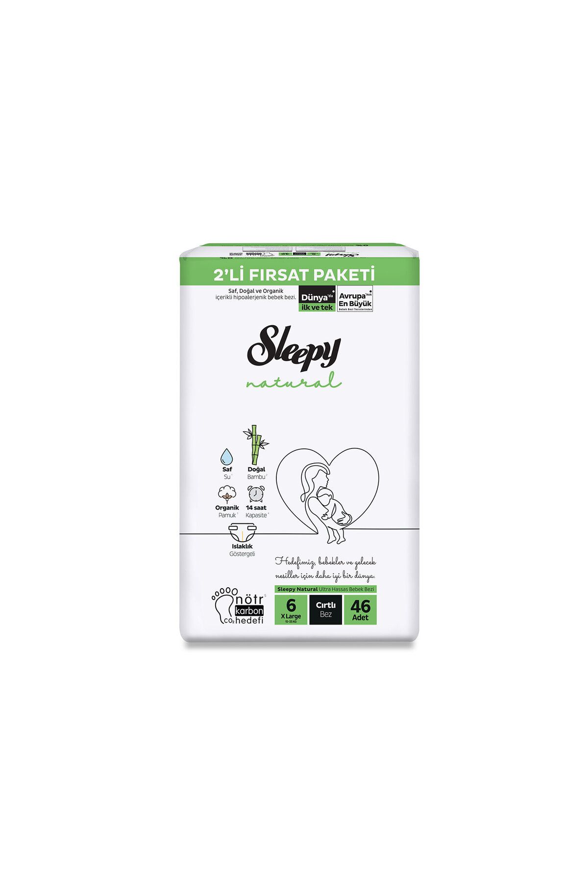 Sleepy Natural Bebek Bezi  Paketi 6 Beden 46 Adet