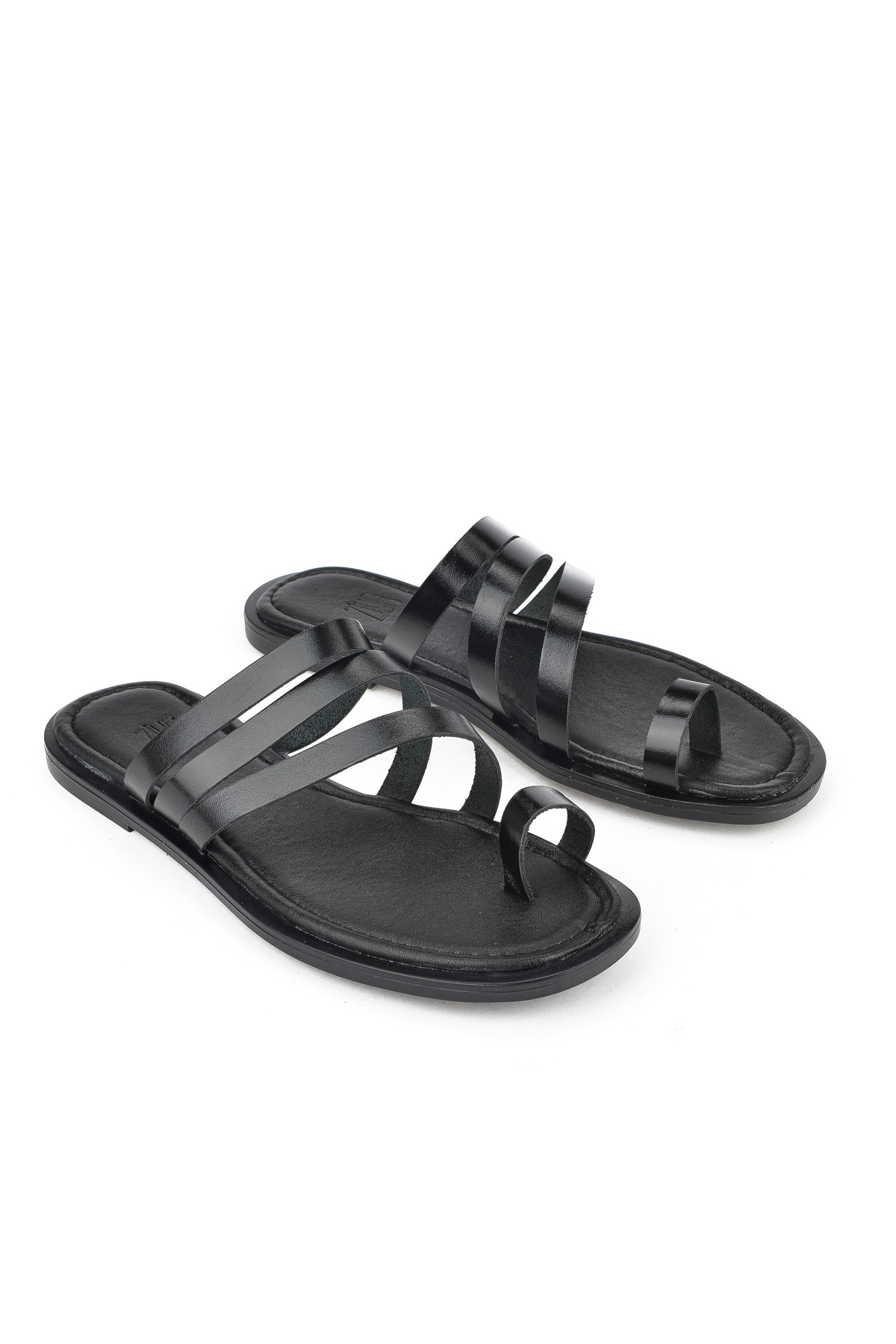 Ziya-Women's Hat Leather Slippers Black 1511010 Z1018 2