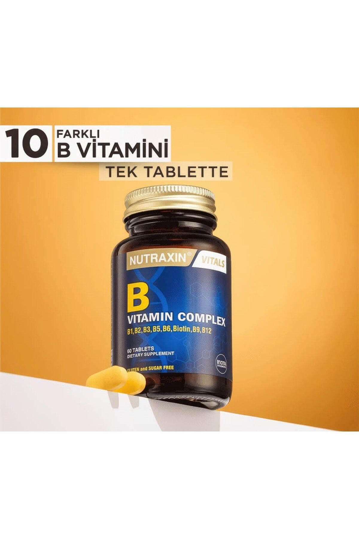 Nutraxin-Vitamin B Complex - 60 Tablets B1, B2, B3, B5, B6, B12 7