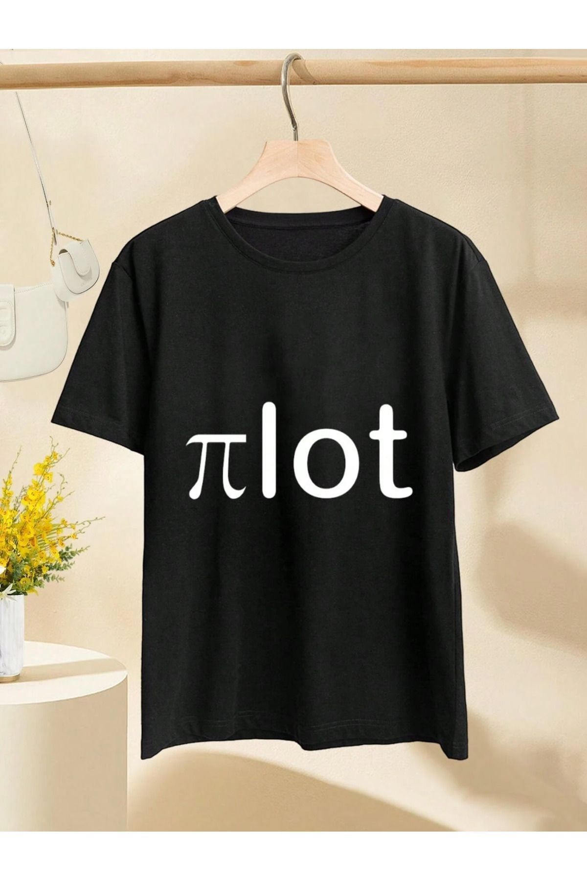 DUBU BUTİK-Pilot Single Jersey T-Shirt - Black Oversize Crew Neck Short Sleeve T-Shirt 4