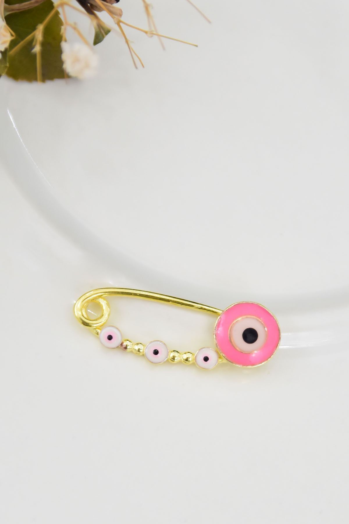 Papatya Silver 925 Ayar Altın Kaplama Mineli Hediyelik Bebek Çengel Iğne