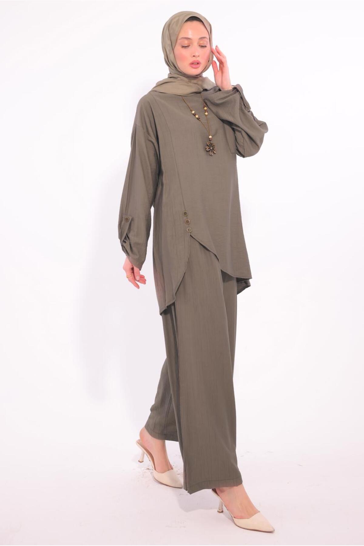 TRENDTESETTÜR-Women Vison Asymmetrical Cut Pants Suit t 2874 1