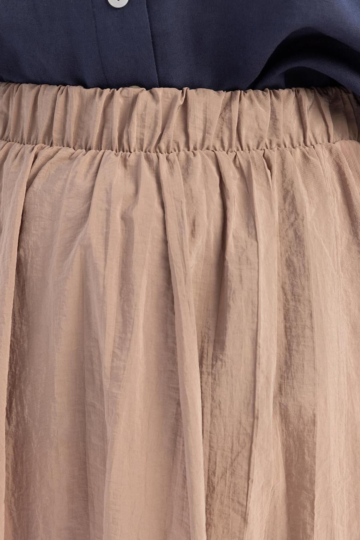 ALLDAY-Mink-Kraşlı Flared Skirt with Elastic Waist 5