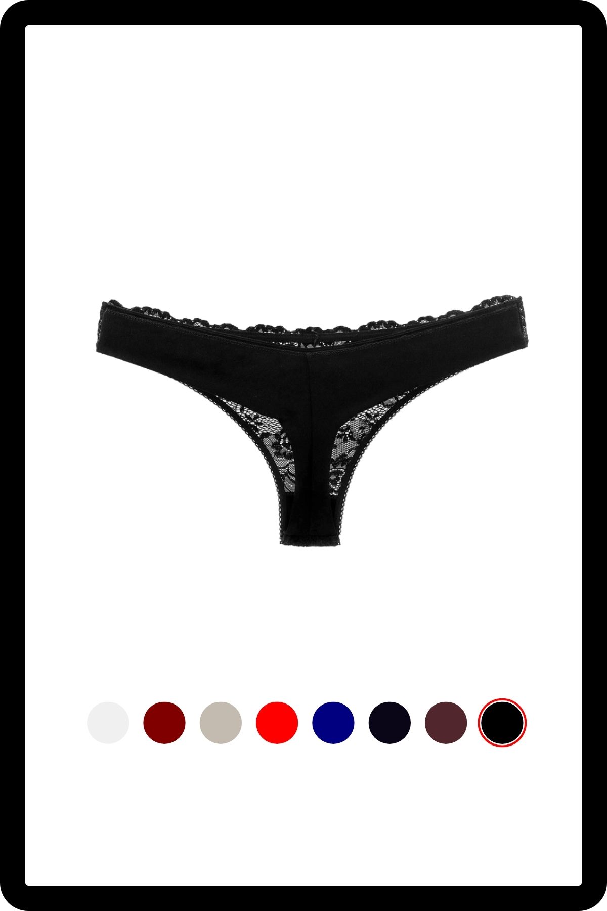 MİSTİRİK-Flexible and Soft Patterned Table Model Half Lace Black Panties 2