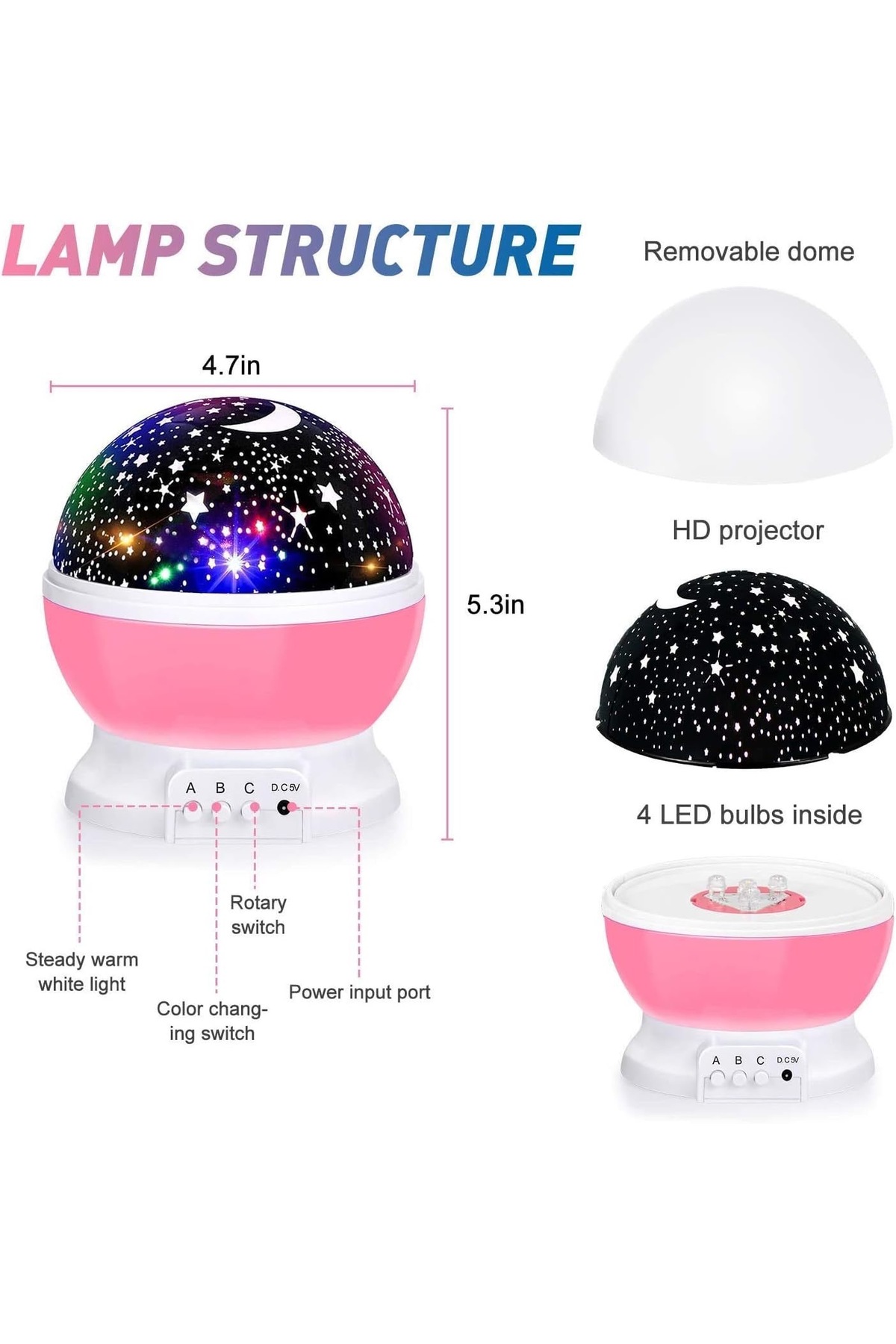 BEYZANA Projeksiyonlu Dönen Renkli Gece Lambası fotoğrafı 7 (önizleme)