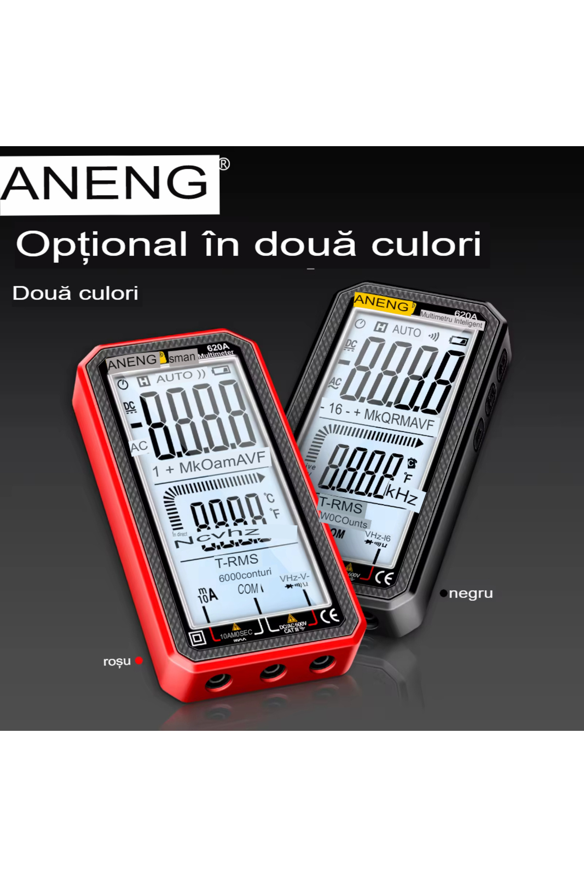 ANENG-Aneng 620A True RMS Digital Multimeter, Display, Frequency Test, NCV, 4.77 inch Screen, Temp Sensors 9