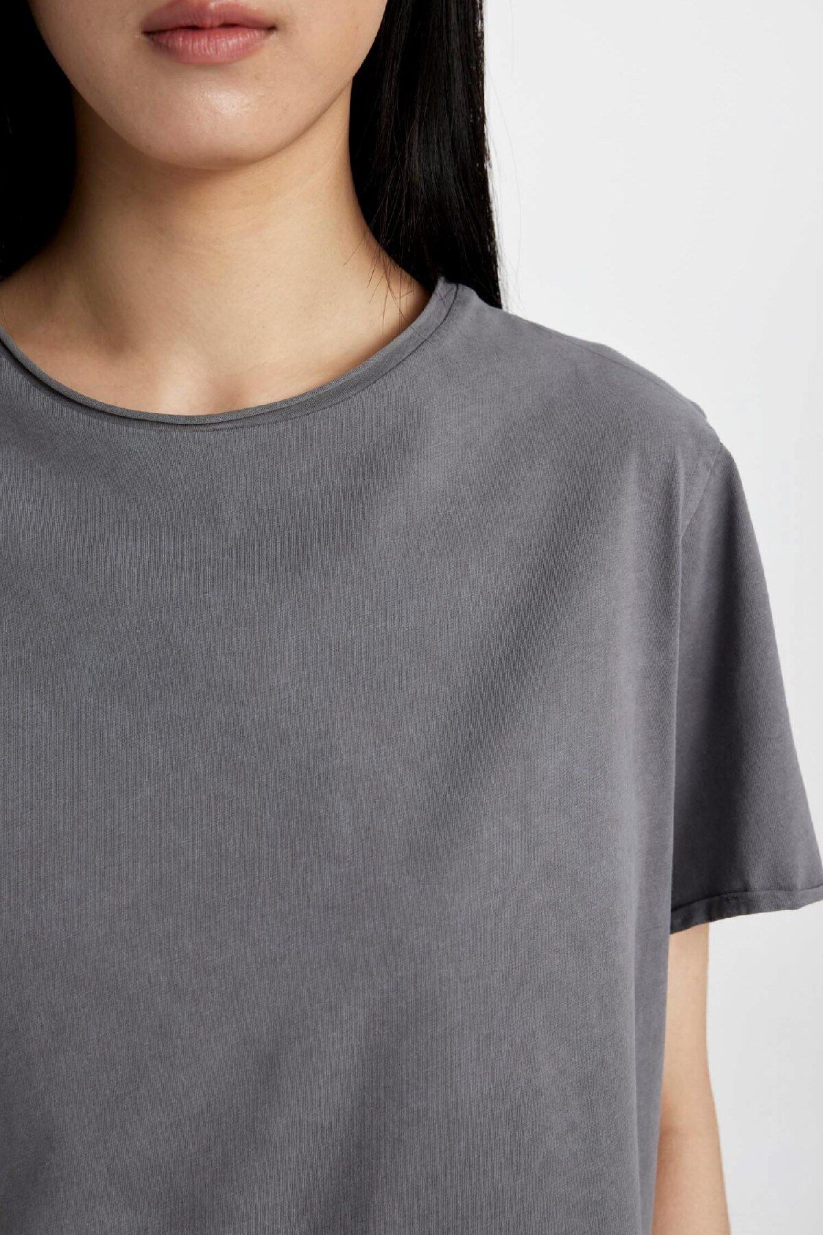 DeFacto-Tričko Regular Fit Crew Neck z česané bavlny s krátkým rukávem C6197ax24sm 6