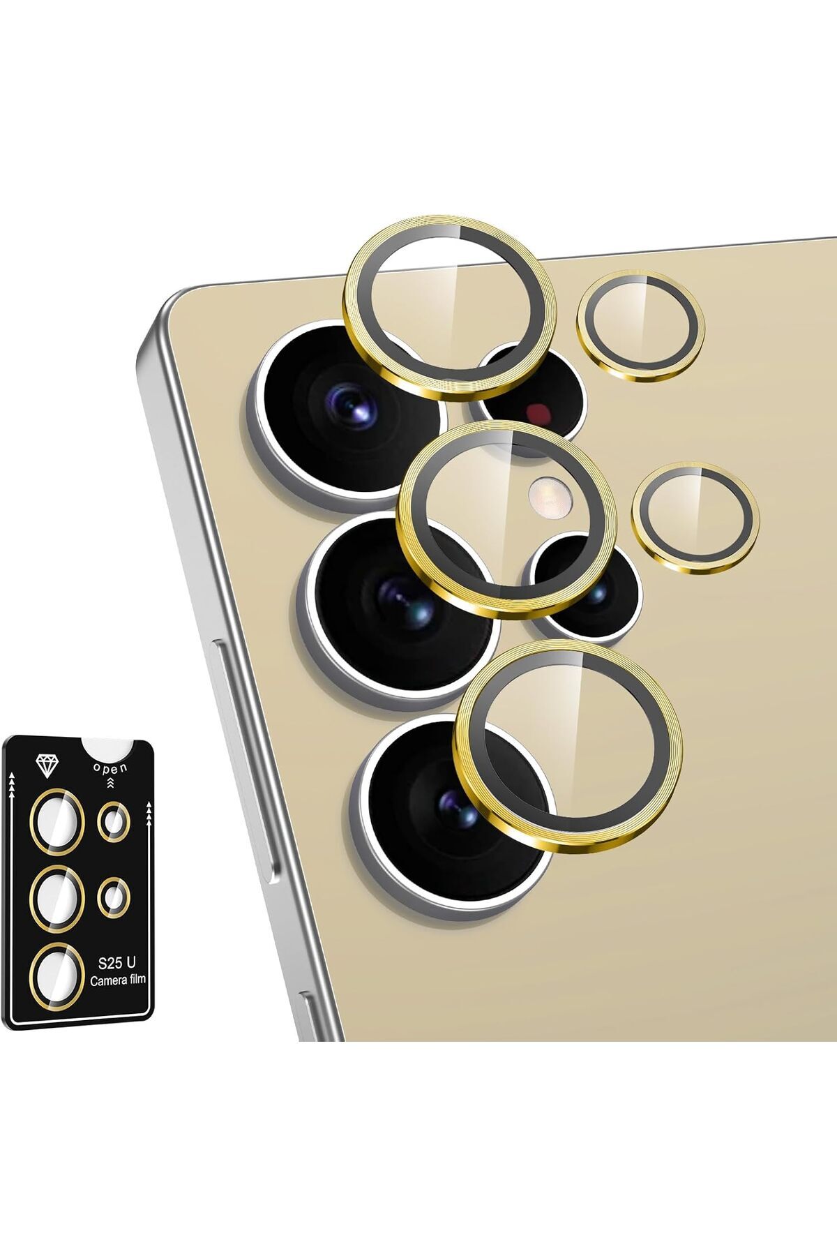 AWH-Samsung Galaxy S25 Ultra Camera Lens Protector, Metal Ring Glass Cover, HD Clear 1