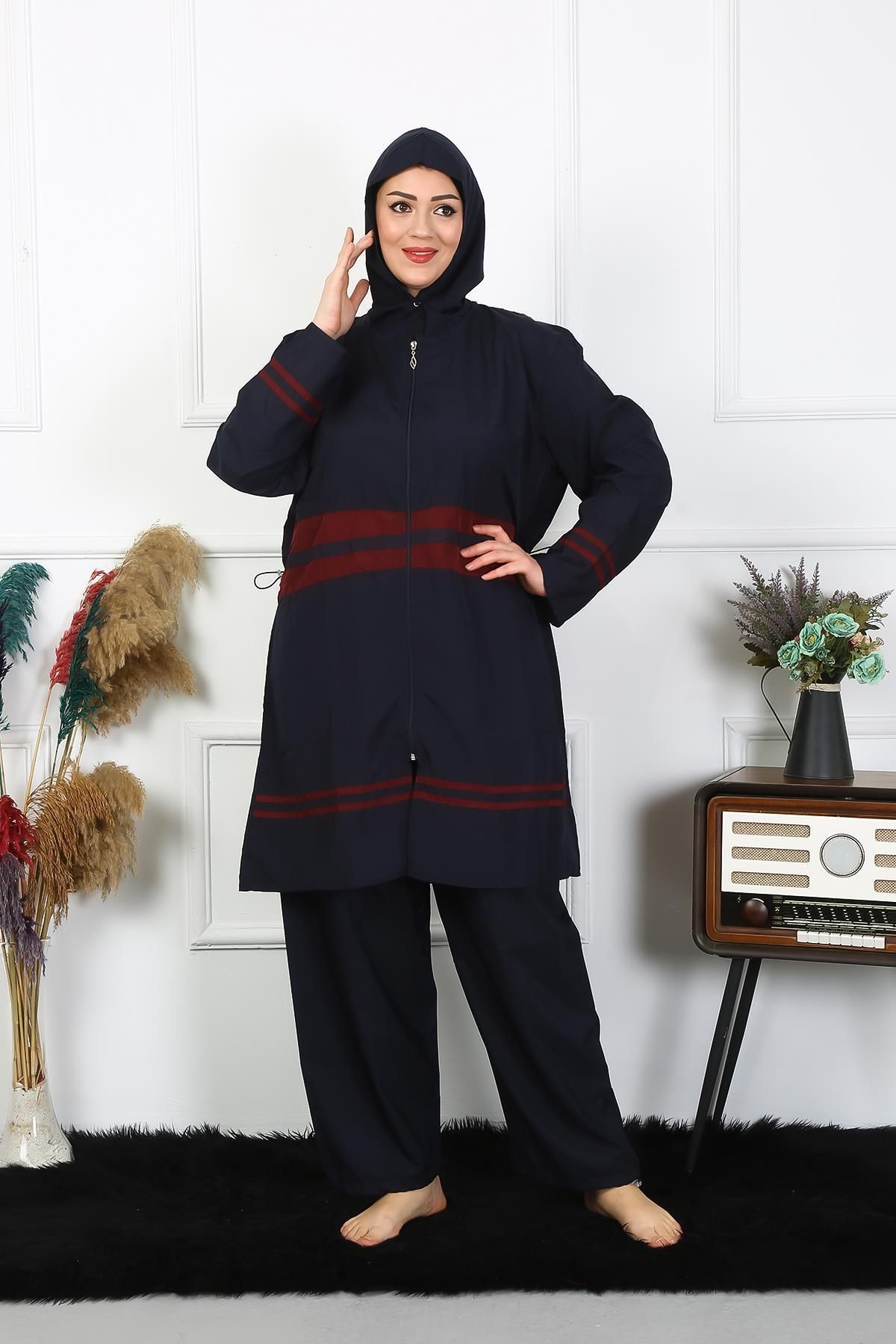 Celira Büyük Beden Tesettür Mayo 7XL-8XL-9XL-10XL Lacivert 55010