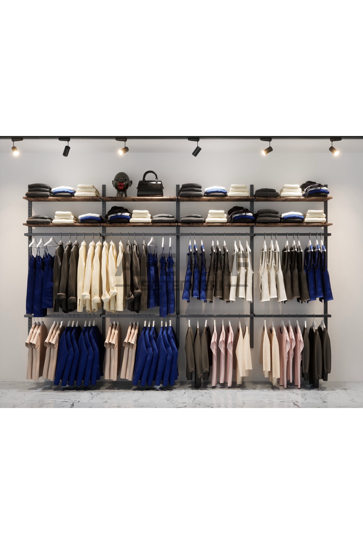 Store Shelf System, Hanger System, Boutique Shelf, Store Stand, Dressing Room-365 *200