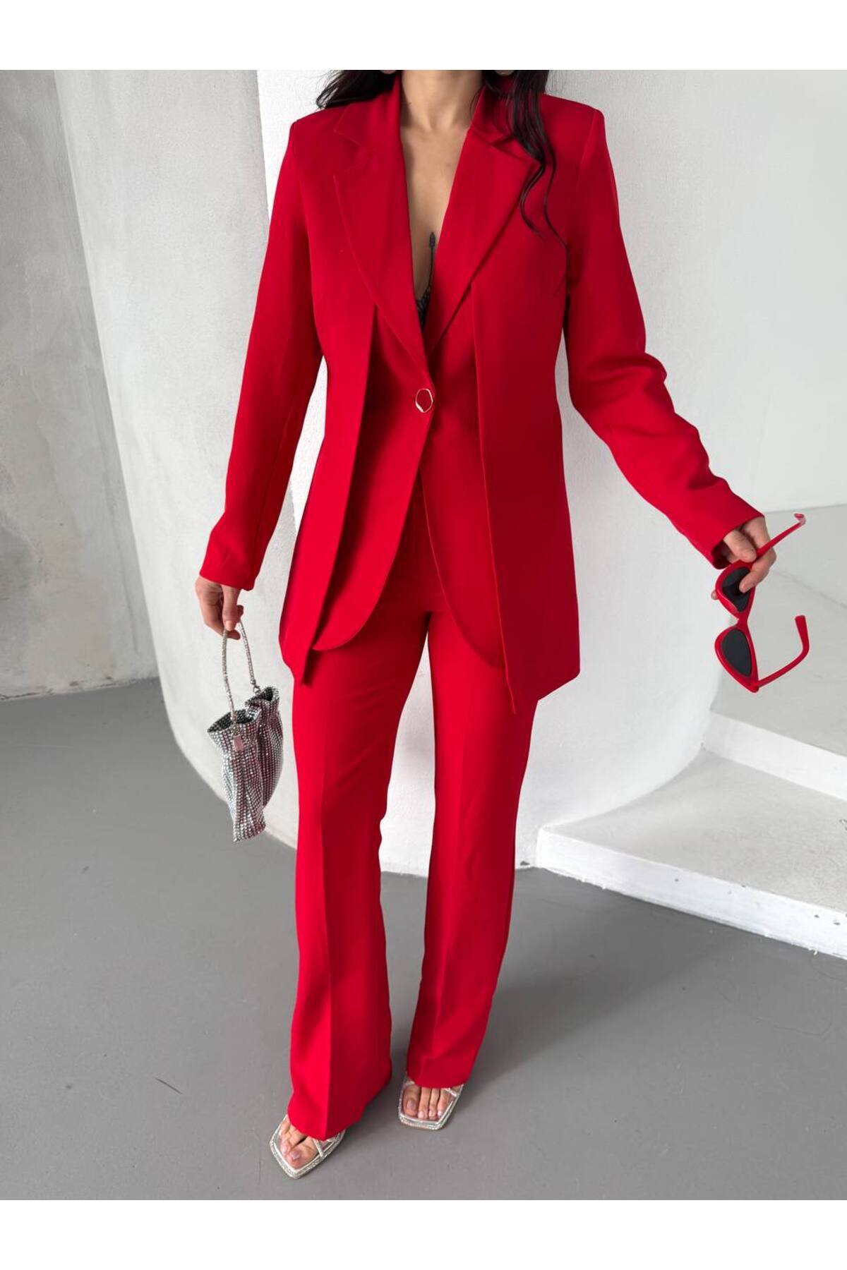Women's Special Design Jacket High Waist Premium Suit - Görsel 7