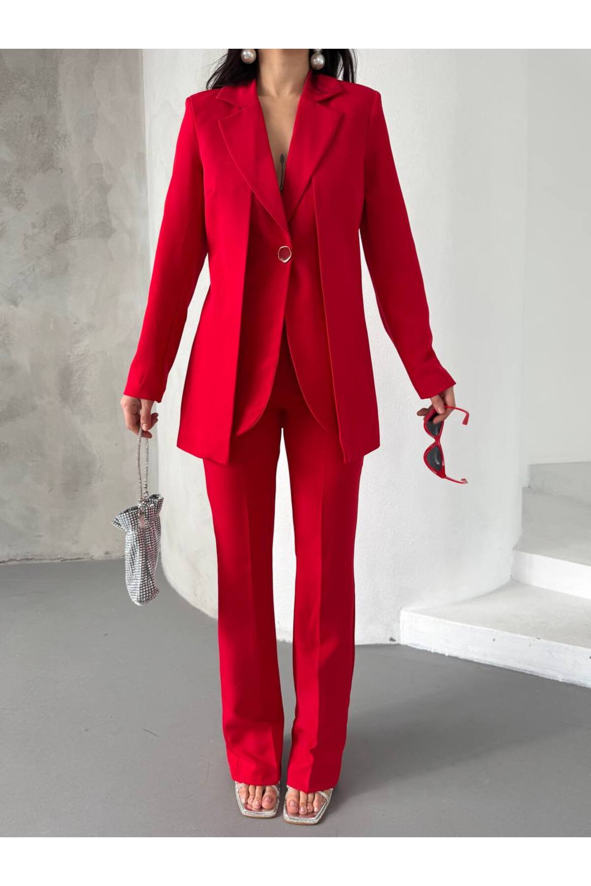 Women's Special Design Jacket High Waist Premium Suit - Görsel 6