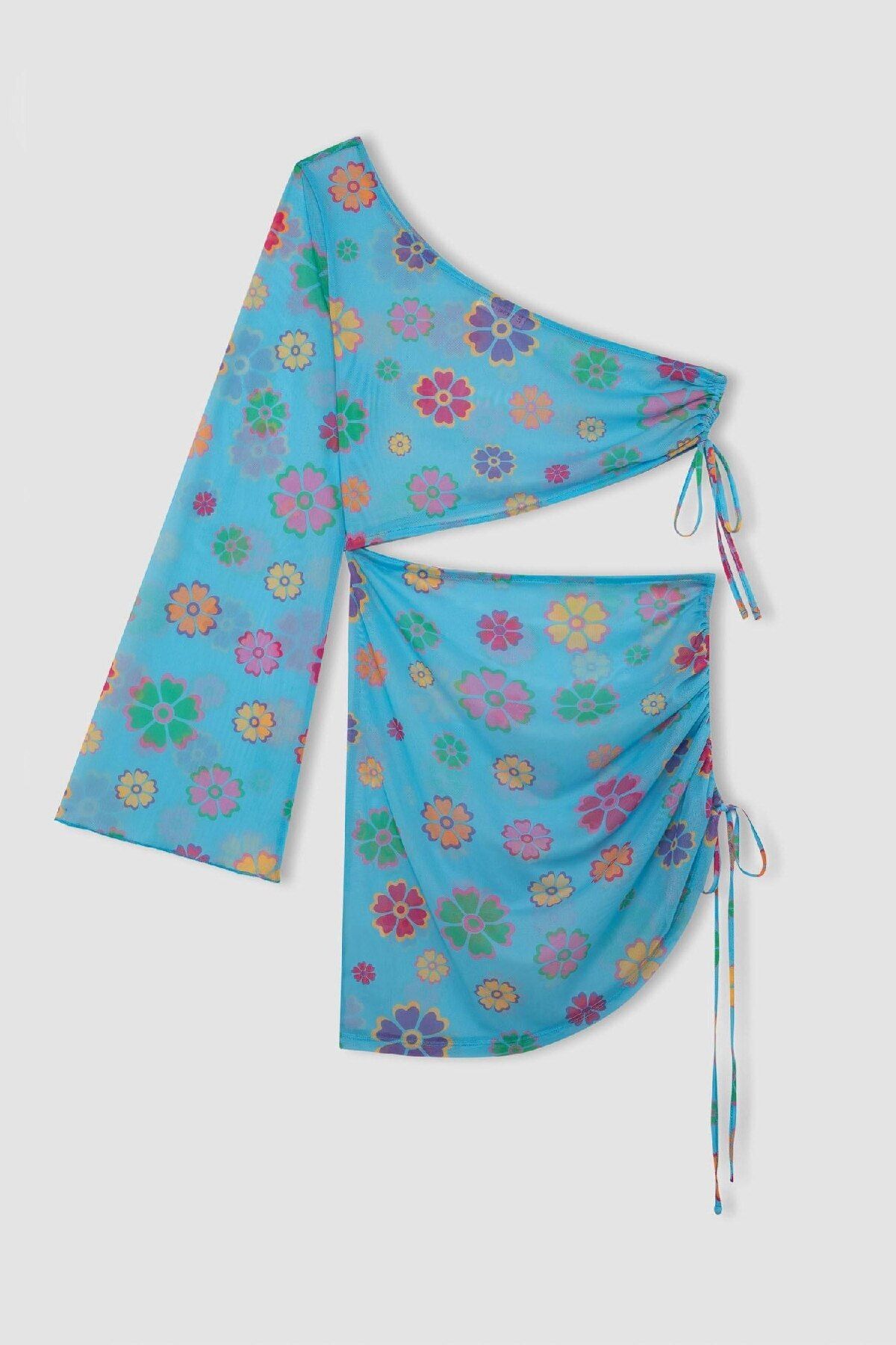 DeFacto-Mini-Strandkleid mit One-Shoulder-Blumenprint - Declara x DeFacto C5798AX24HS 5