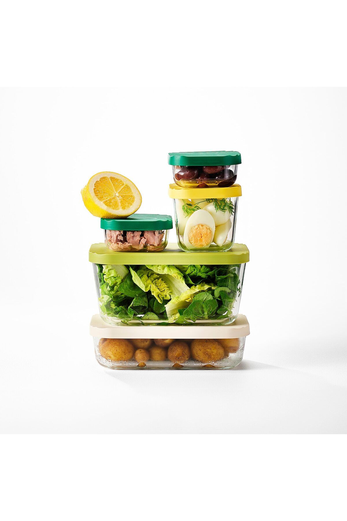 IKEA-HAVSTOBIS Food container with lid, set of 5, transparent/multicolour 4