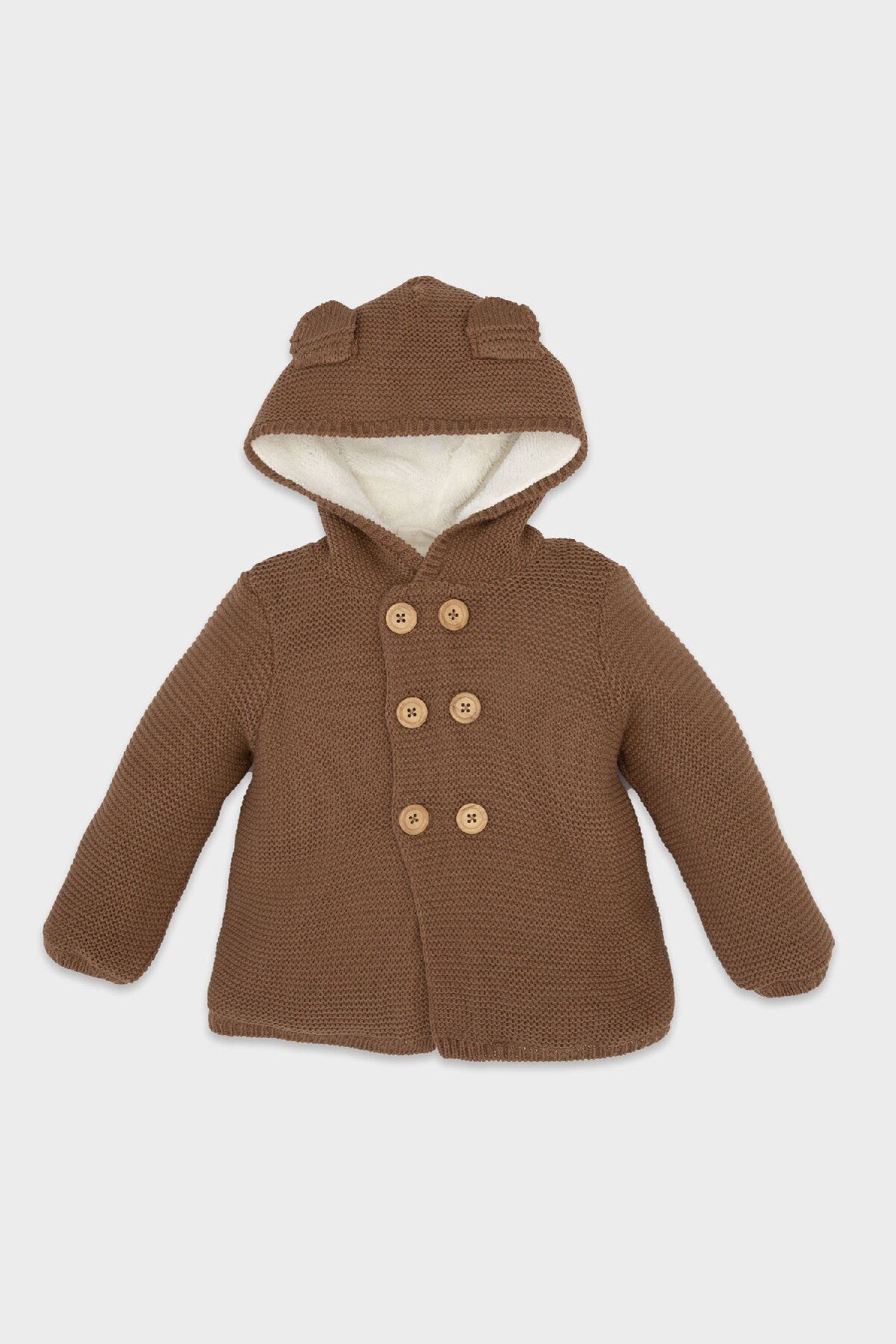 DeFacto Cardigan Pentru Tricotaje Pentru Bebelusi - Maro, Fleece, Gros, Nasturi Dubli, Gluga A3840a524wn Masculin - 12–18 months