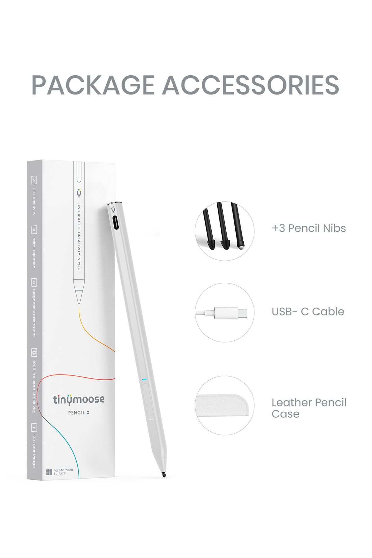 Tinymoose-Pencil X – Stylus for Surface Pro/Book/Laptop/Go with Pressure Sensitivity, Tilt & Palm Rejection 2
