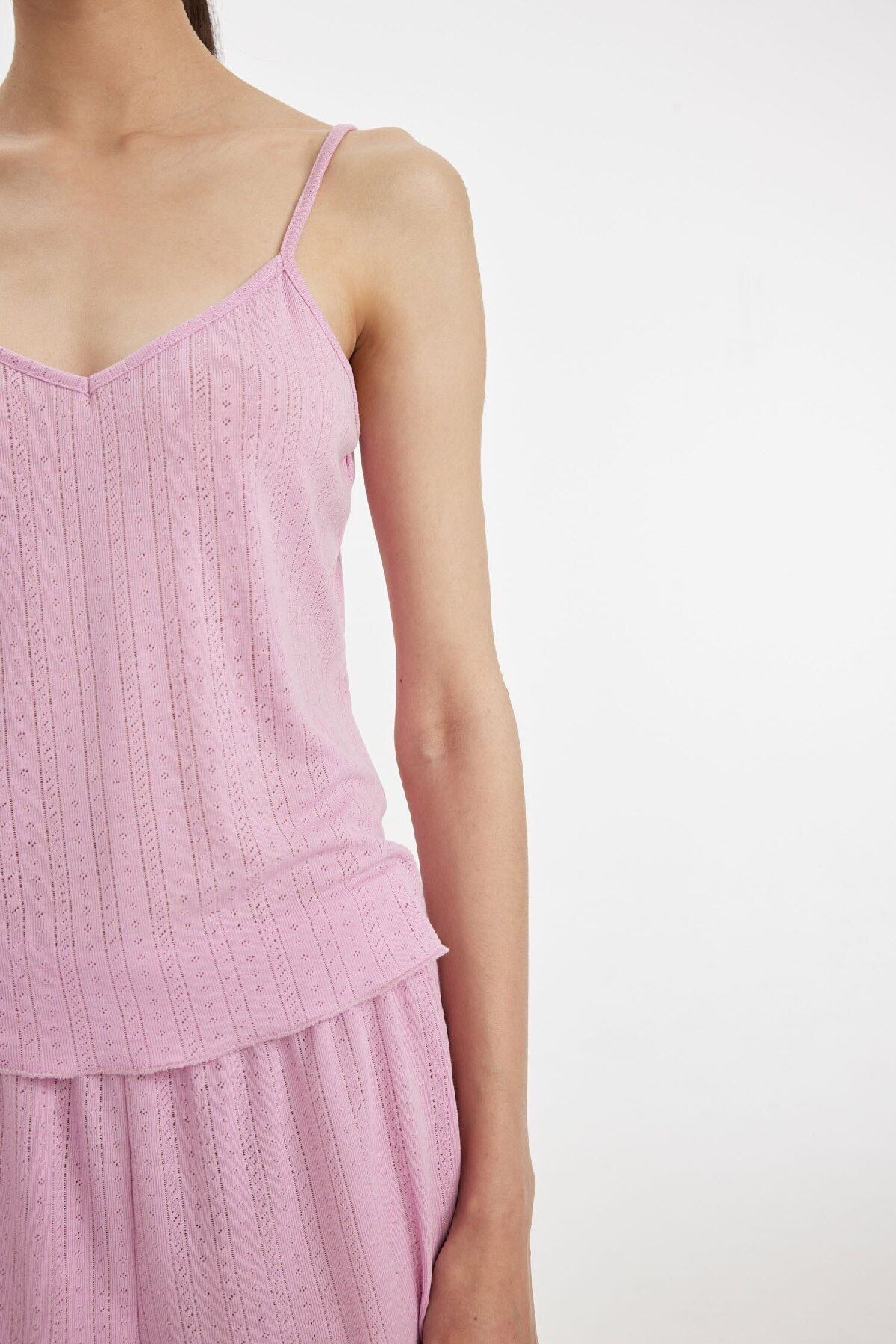 Pijama Takım Pamuklu Askılı Pijama Üstü Esnek Beli Şortlu Pijama Altı-fall In Love A7968ax24hs - 4