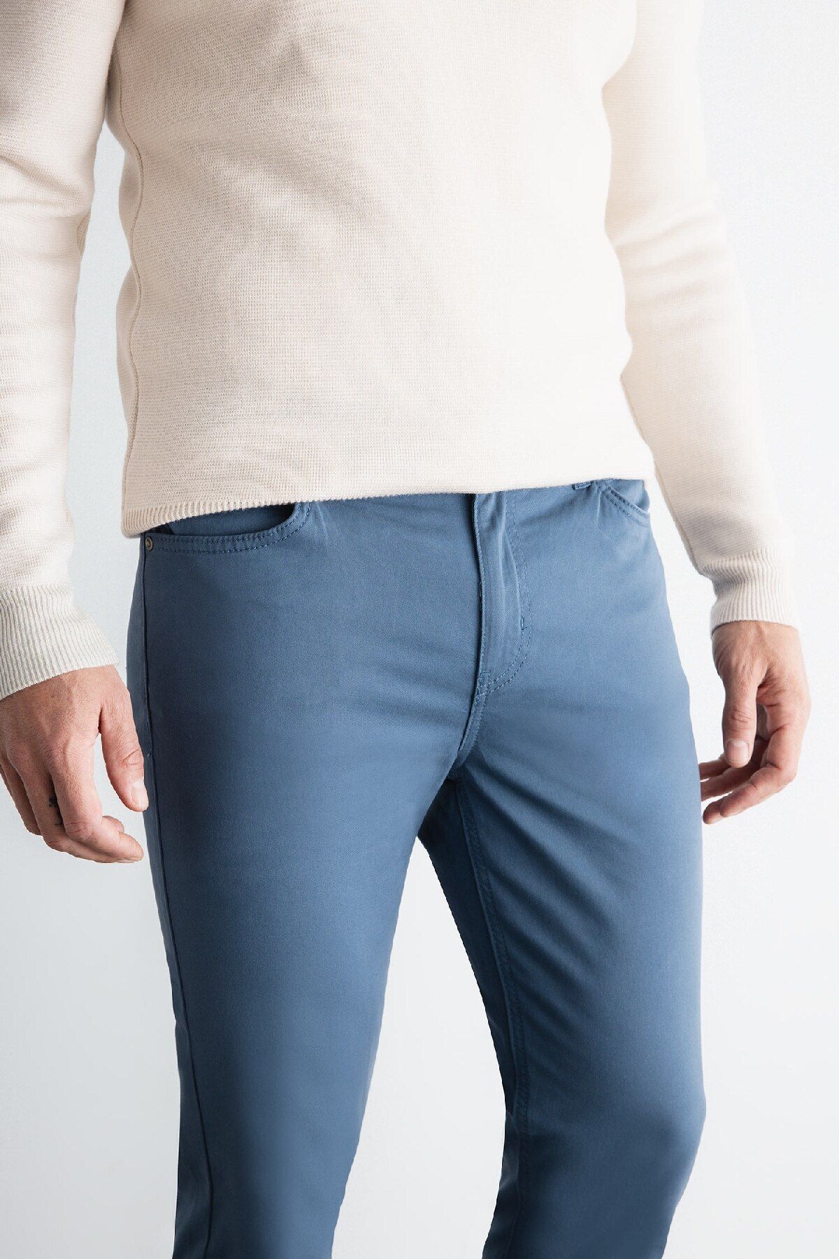 DeFacto-Chino Canvas-Hose, schmale Passform, schmale Passform, Baumwolle, dehnbar, schmales Bein, C9441ax24au 4