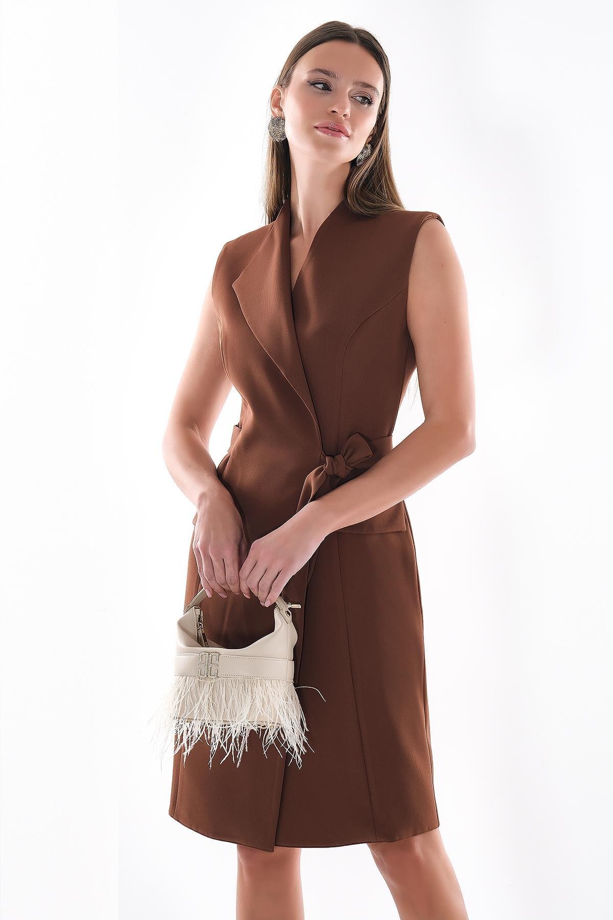 EXPLOSION-Wide Collar Side Tie Detailed Jacket Dress 3