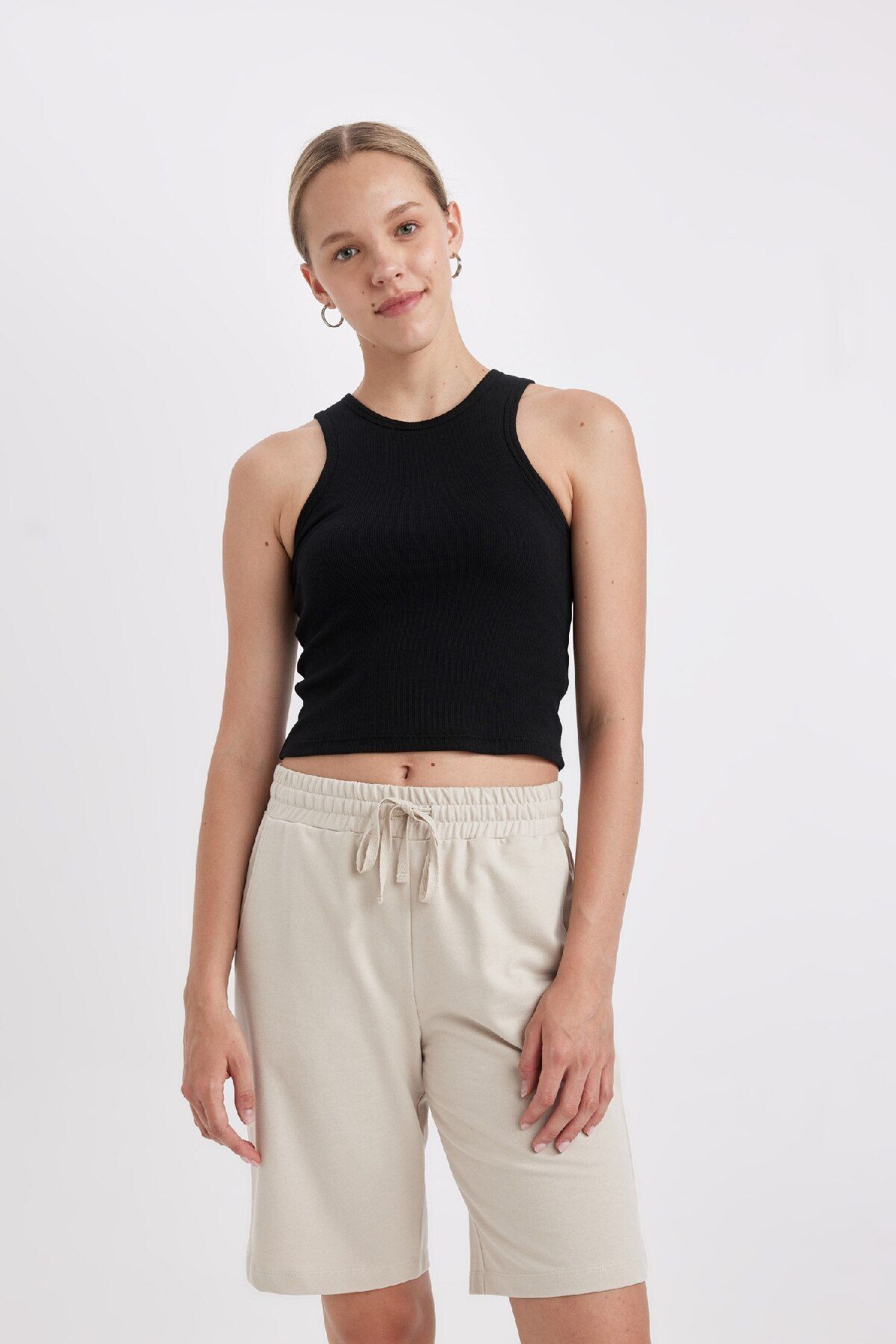 DeFacto Regular Fit Prążkowany Top Bez Rękawów-fall In Love A8963ax24hs Kobieta - XS