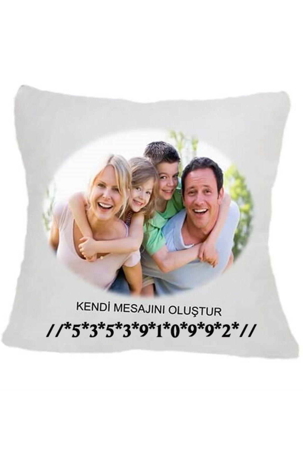 RESİMLİ VE YAZILI çift taraflı dolu BEYAZ YASTIK KİŞİYE ÖZEL
