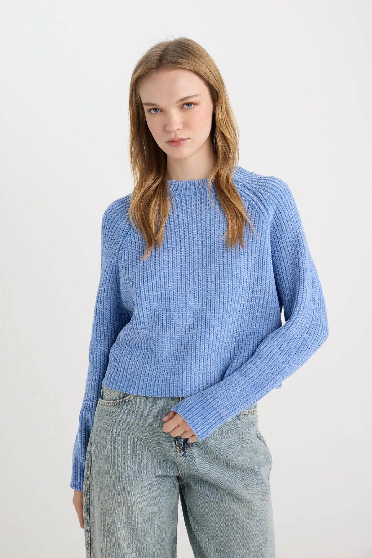 DeFacto-Strickpullover mit normaler Passform und halbem Rollkragenpullover C6234AX24CW 3