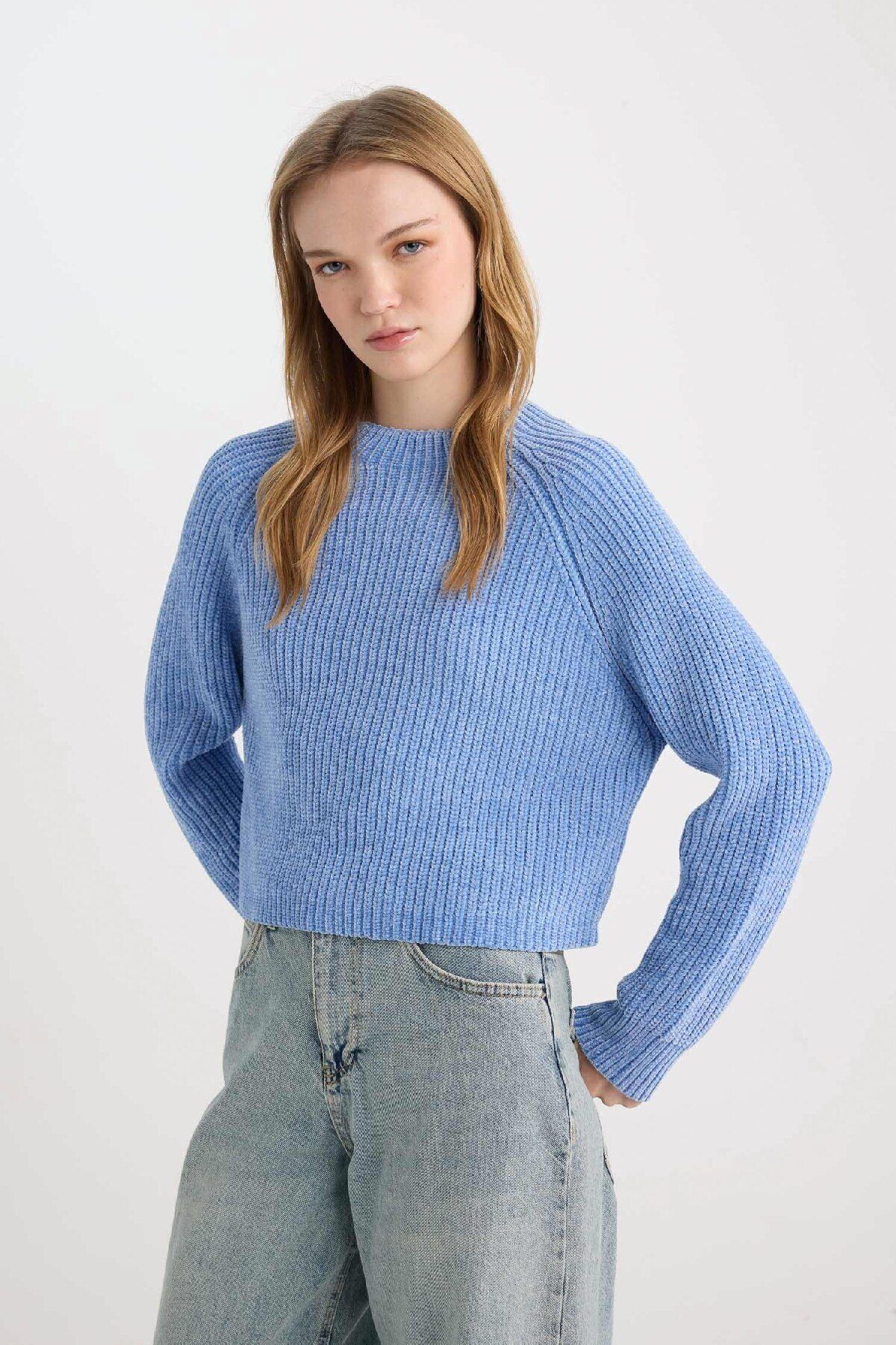 DeFacto-Strickpullover mit normaler Passform und halbem Rollkragenpullover C6234AX24CW 4