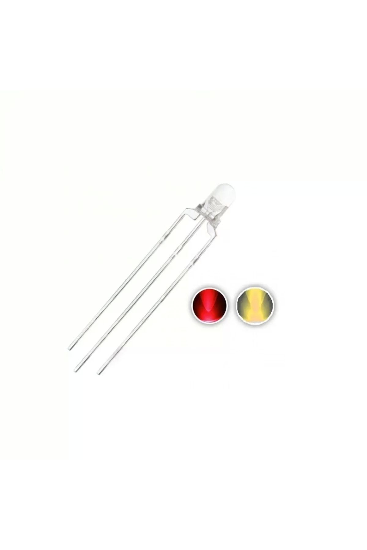 TIEE 3mm Şeffaf Çift Renkli LED Diyot 3 Bacaklı Ortak Anot SARI - KIRMIZI