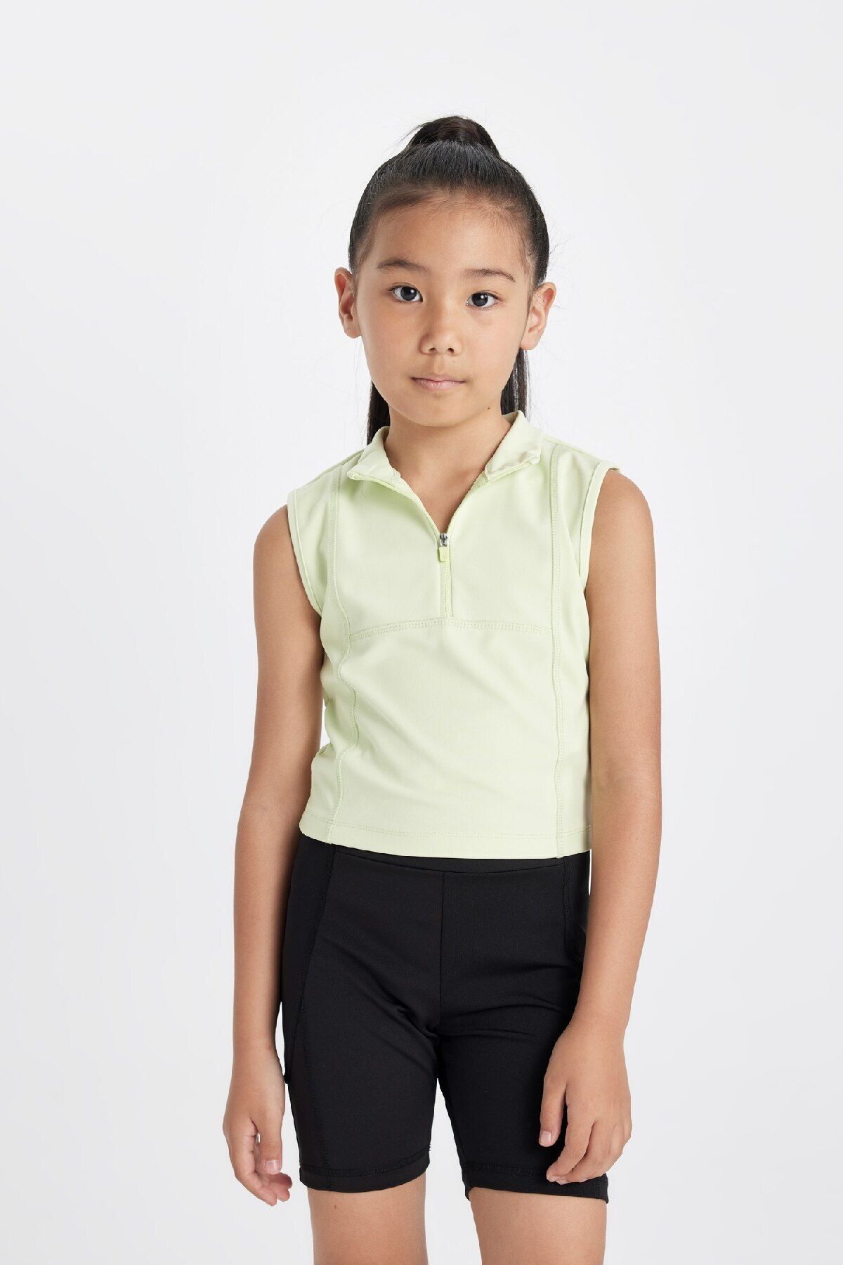 DeFacto-Ärmelloses Slim Fit T-Shirt mit Polokragen und Reißverschluss für Mädchen - D3555a824sm 3
