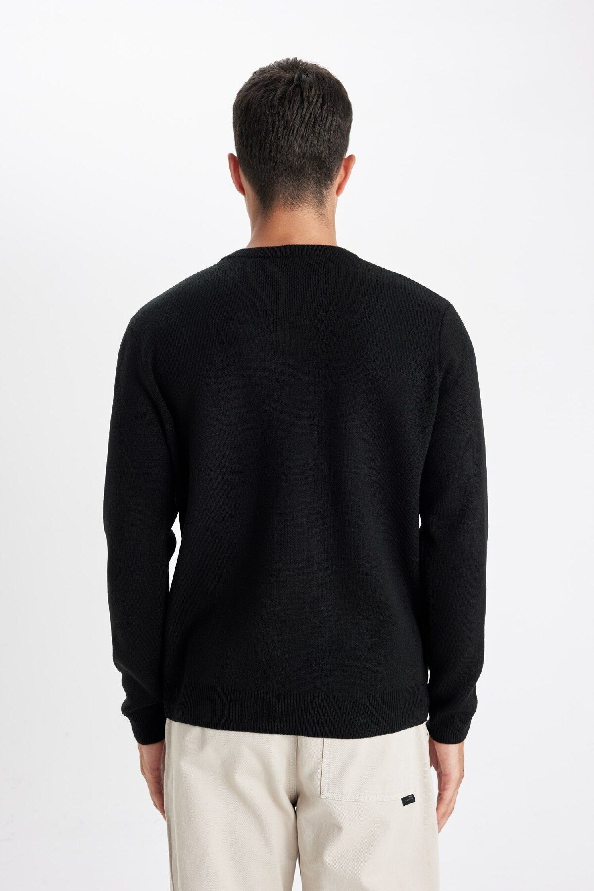 DeFacto-Standard Fit Normal Cut Crew Neck Basic Plain Knitwear Sweater D1967Ax24Au 6