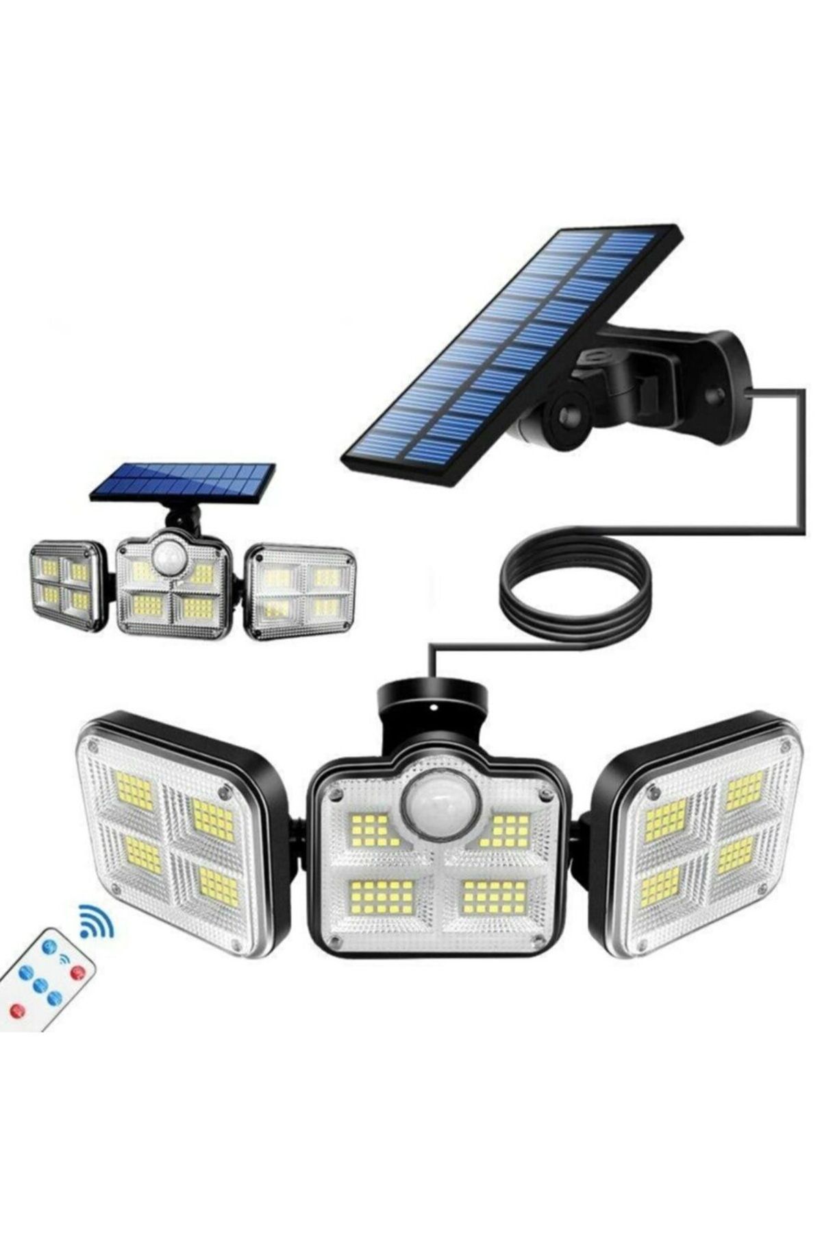 feifei Kumandalı Solar Güneş Enerjili 122 Ledli Hareket Sensörlü Bahçe Aydınlatma Sokak Lambası