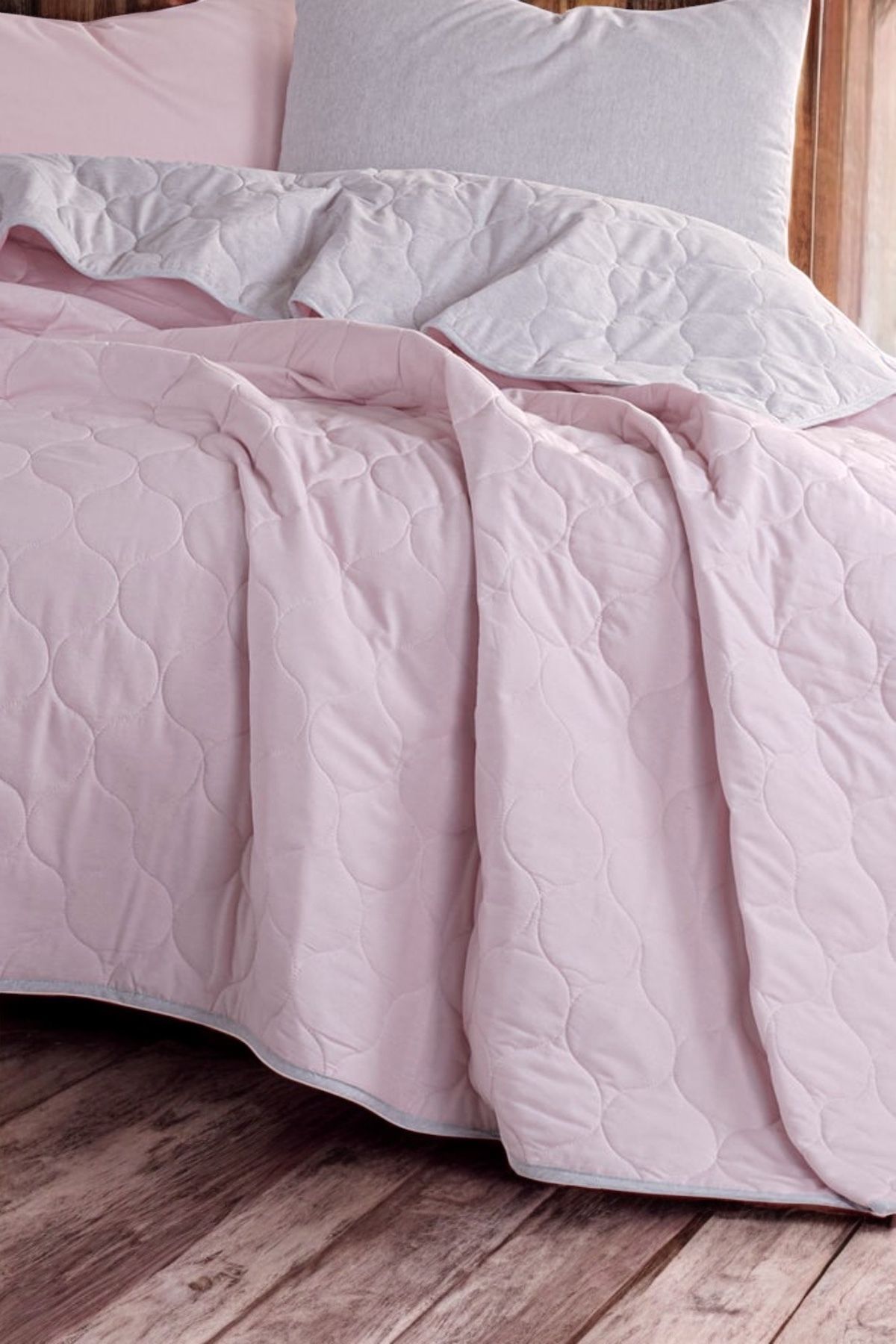 pepuza-Gray Mono Powder and Graymono Powder-Grey Quilted Bed Cover Set 6