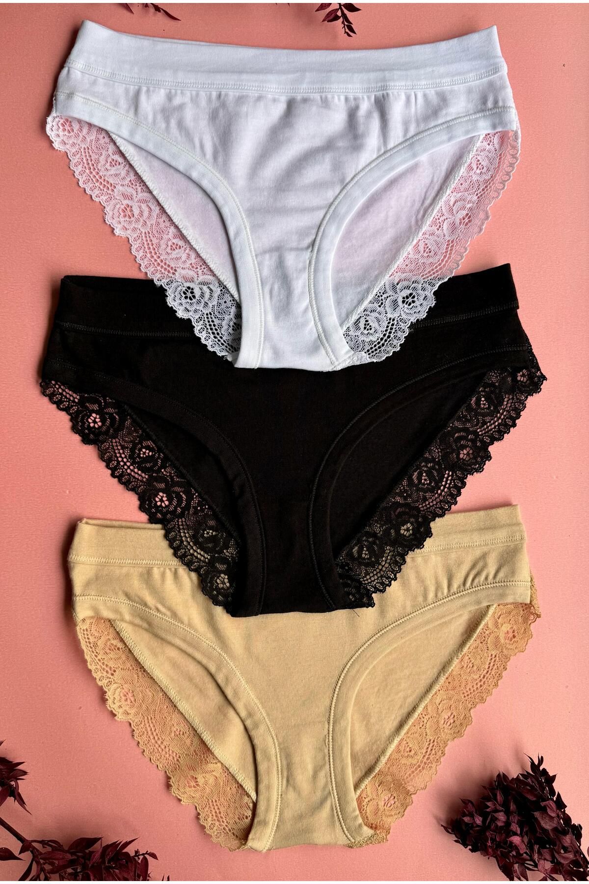 Elosia-SoftLace – سراويل داخلية نسائية من القماش المشروط الأنيق والمريح مكونة من 3 قطع، أناقة من الدانتيل الناعم 2