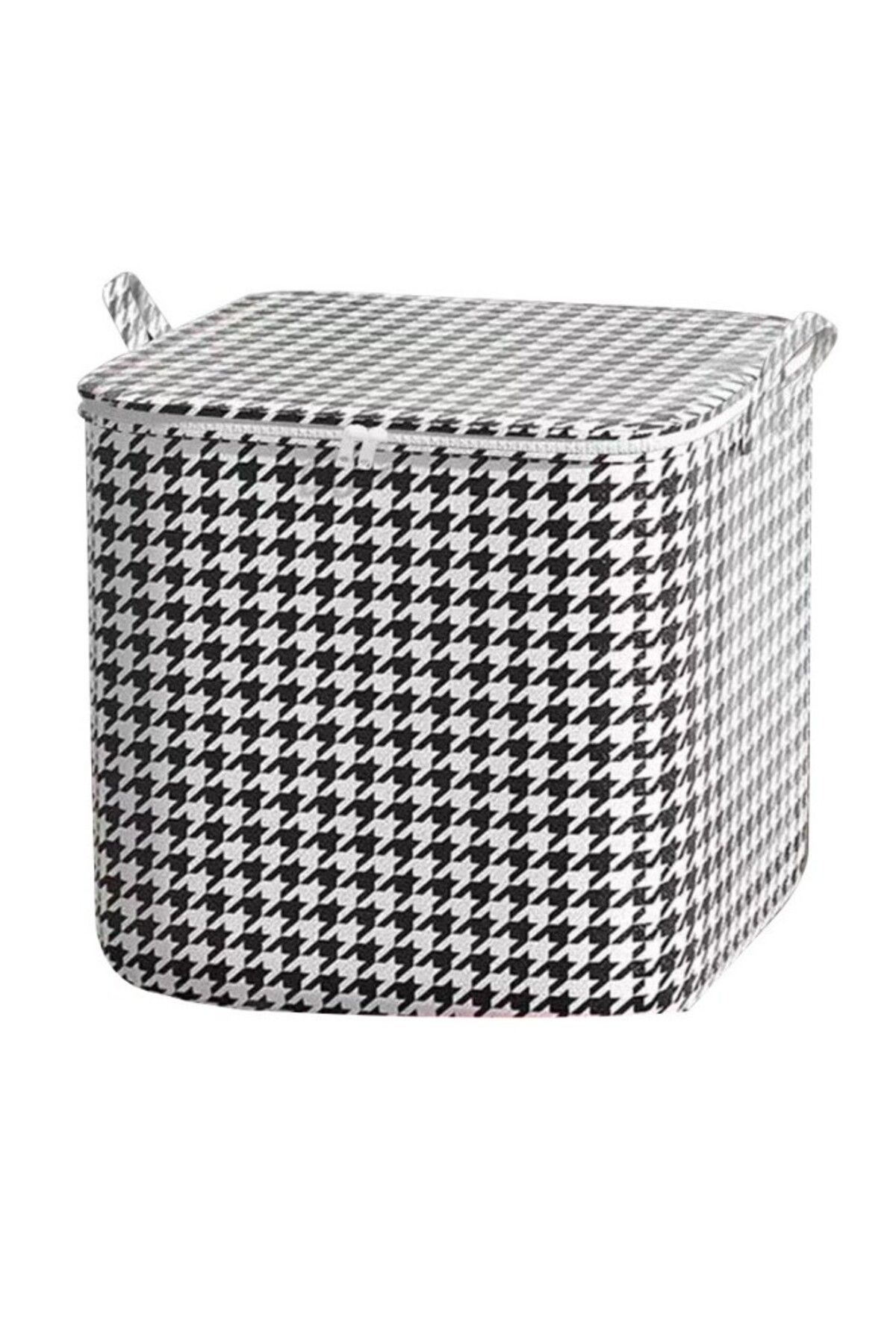 Flippy Cutie De Depozitare Flippy, Pliabilă, Cu Fermoar Și Mâner, 80l, Carouri Alb-negru - One Size