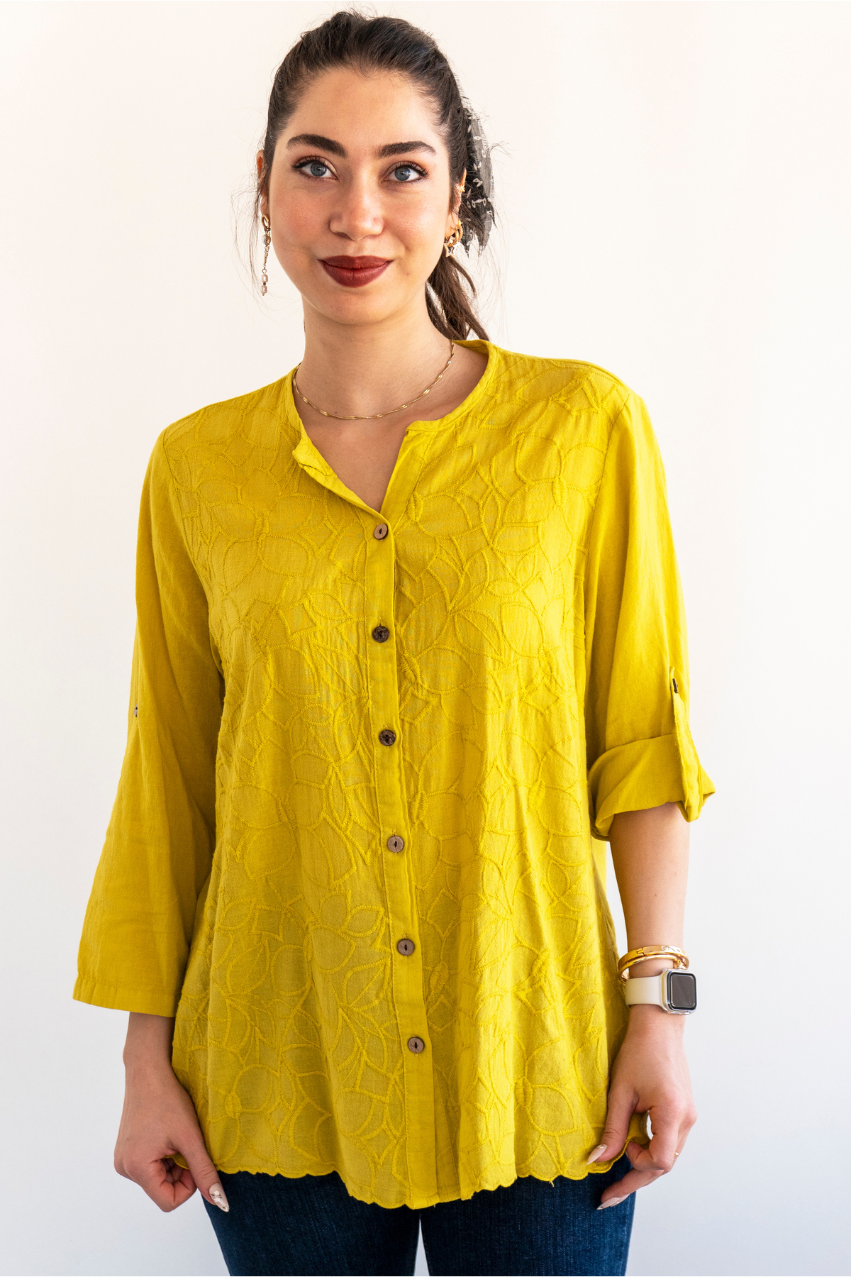 citycenterfashion-Plus Size Women's Blouse Shirts, Glass Red Cty-Ac-Gp5 (00026)Organic Cotton Fold 1