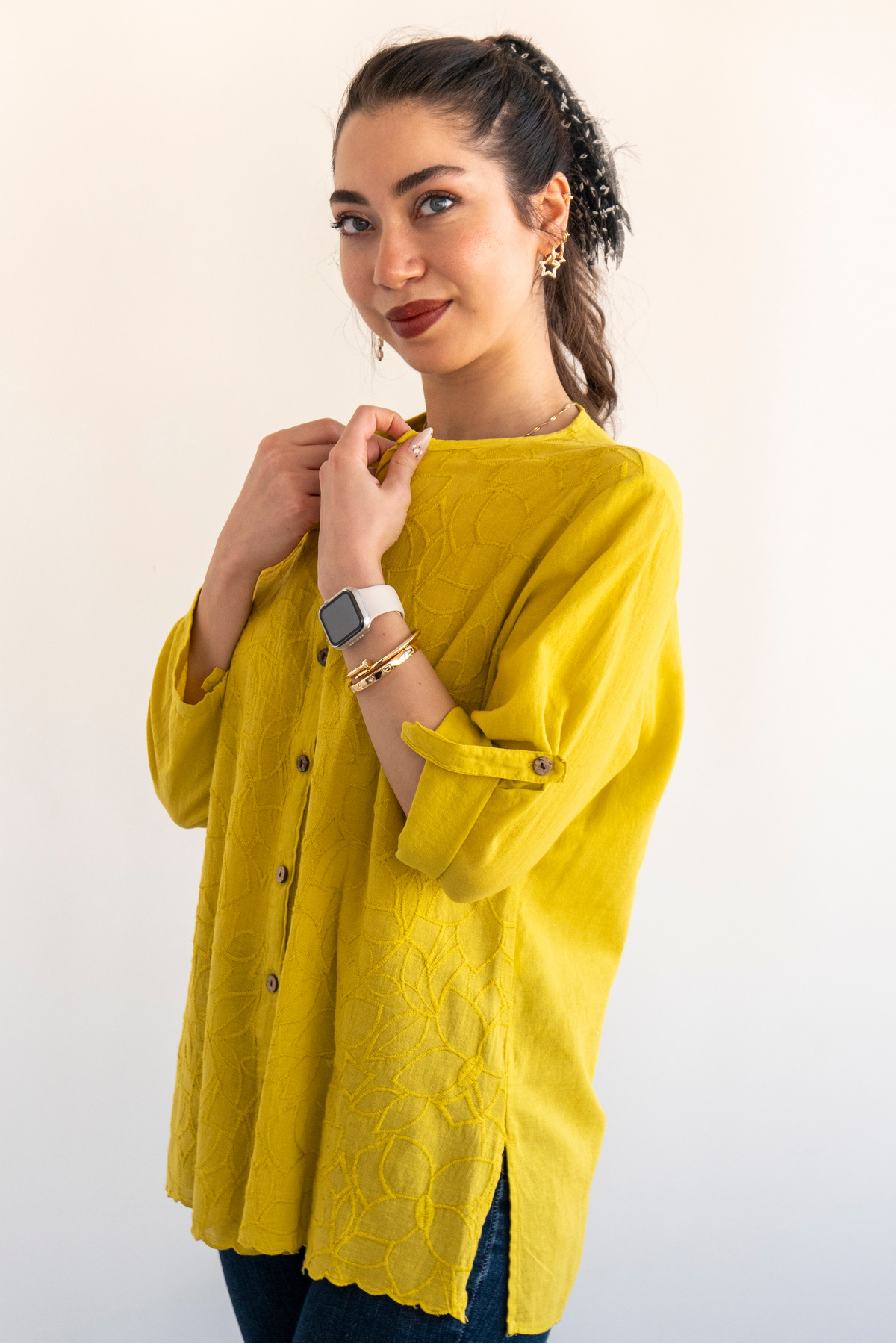 citycenterfashion-Plus Size Women's Blouse Shirts, Glass Red Cty-Ac-Gp5 (00026)Organic Cotton Fold 4