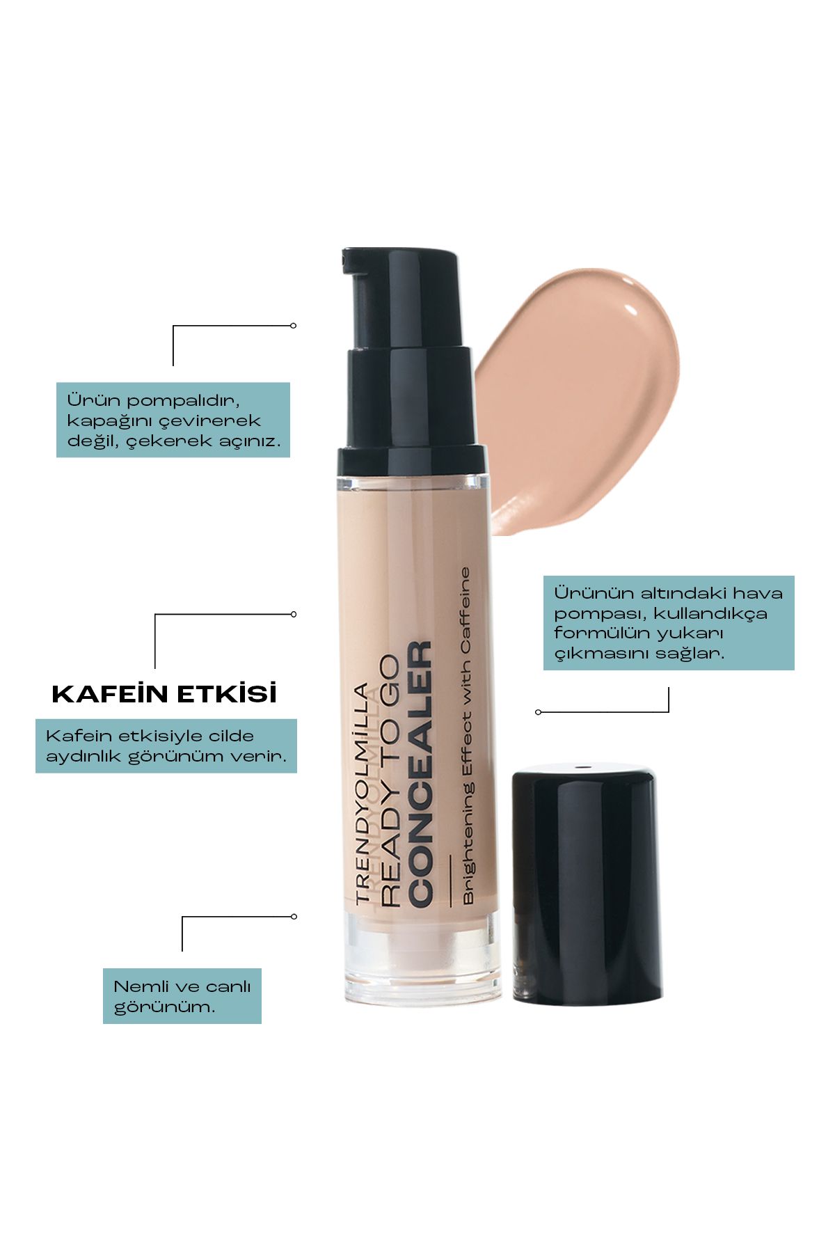 Trendyolmilla Beauty-Glänzender und feuchtigkeitsspendender Concealer mit Koffein Light-302 TKZAW25KT00001 3