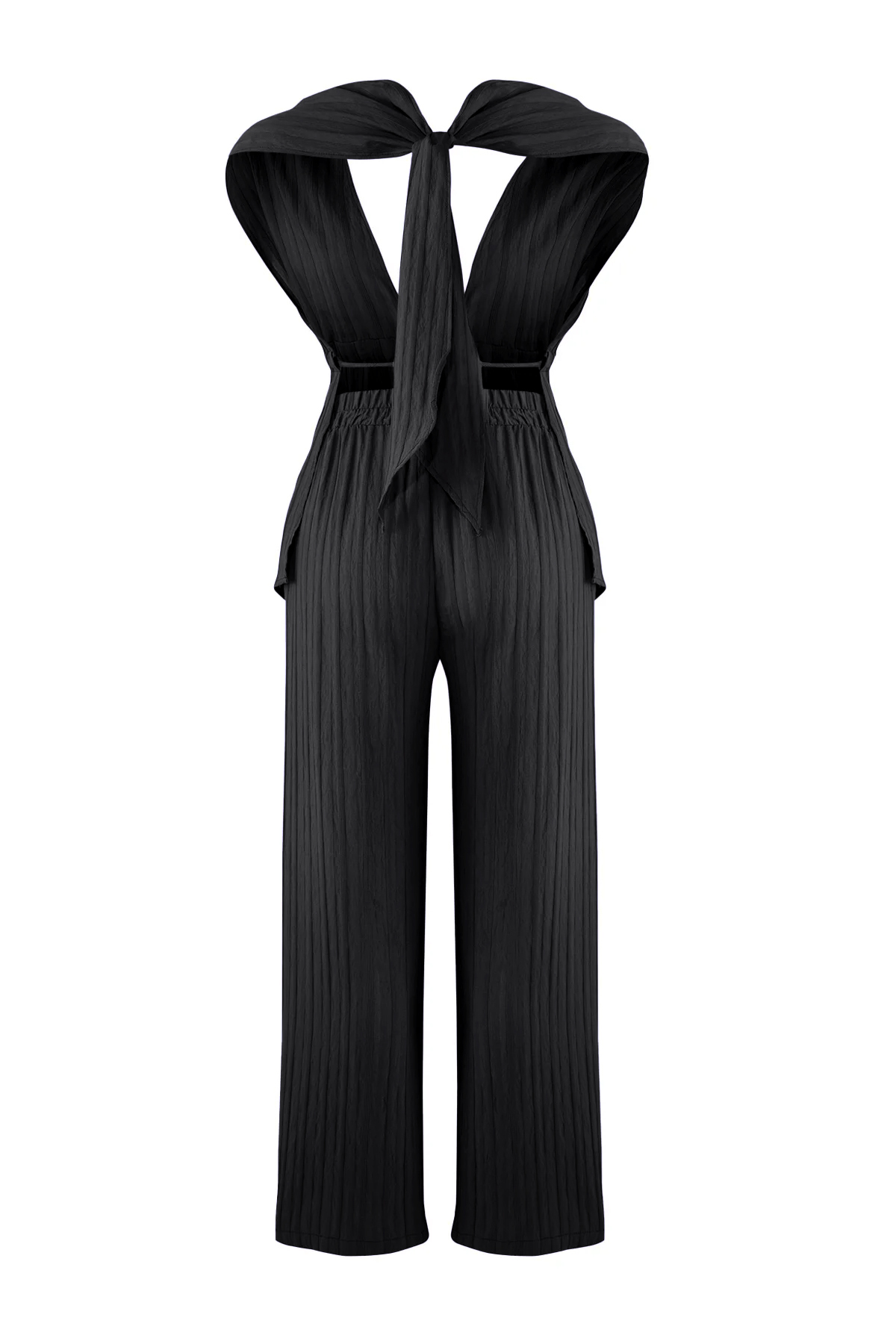 Trendyolmilla  Siyah Dokuma Büzgülü Plaj Bluz-Pantolon Takım TBESS25AU00063 - Görsel 6