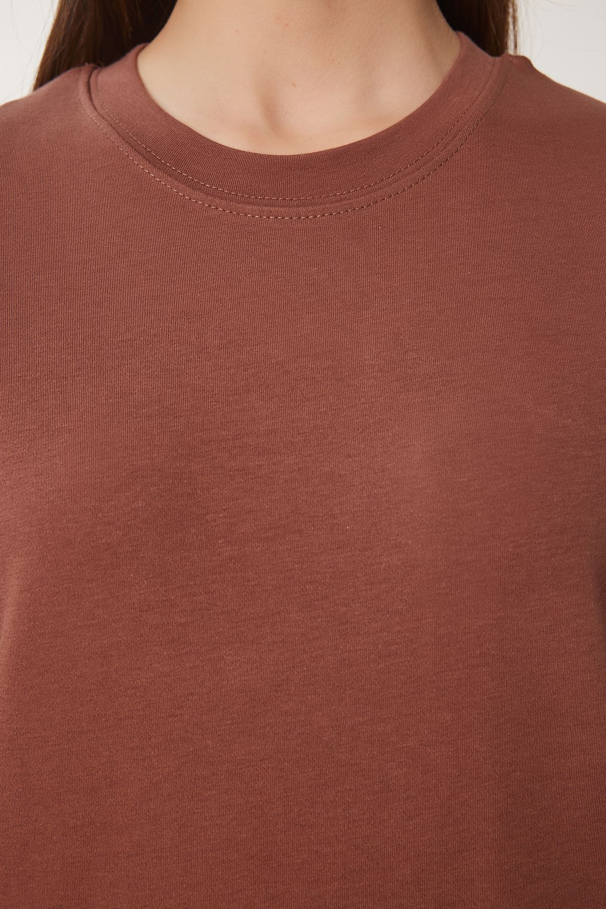 Happiness İstanbul-Braunes Keks-Baumwoll-T-Shirt, 2er-Set – AG00002 8