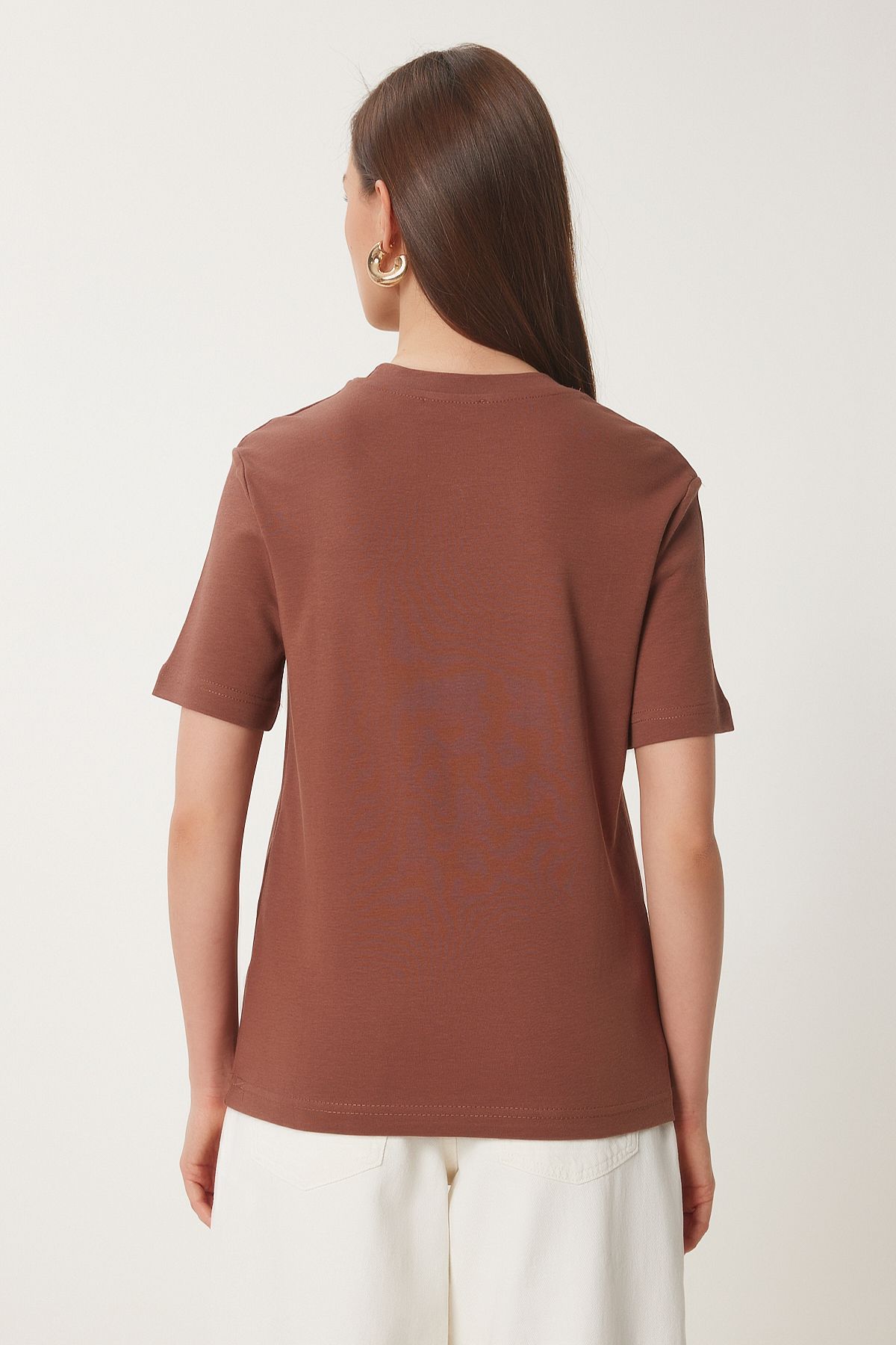 Happiness İstanbul-Braunes Keks-Baumwoll-T-Shirt, 2er-Set – AG00002 9