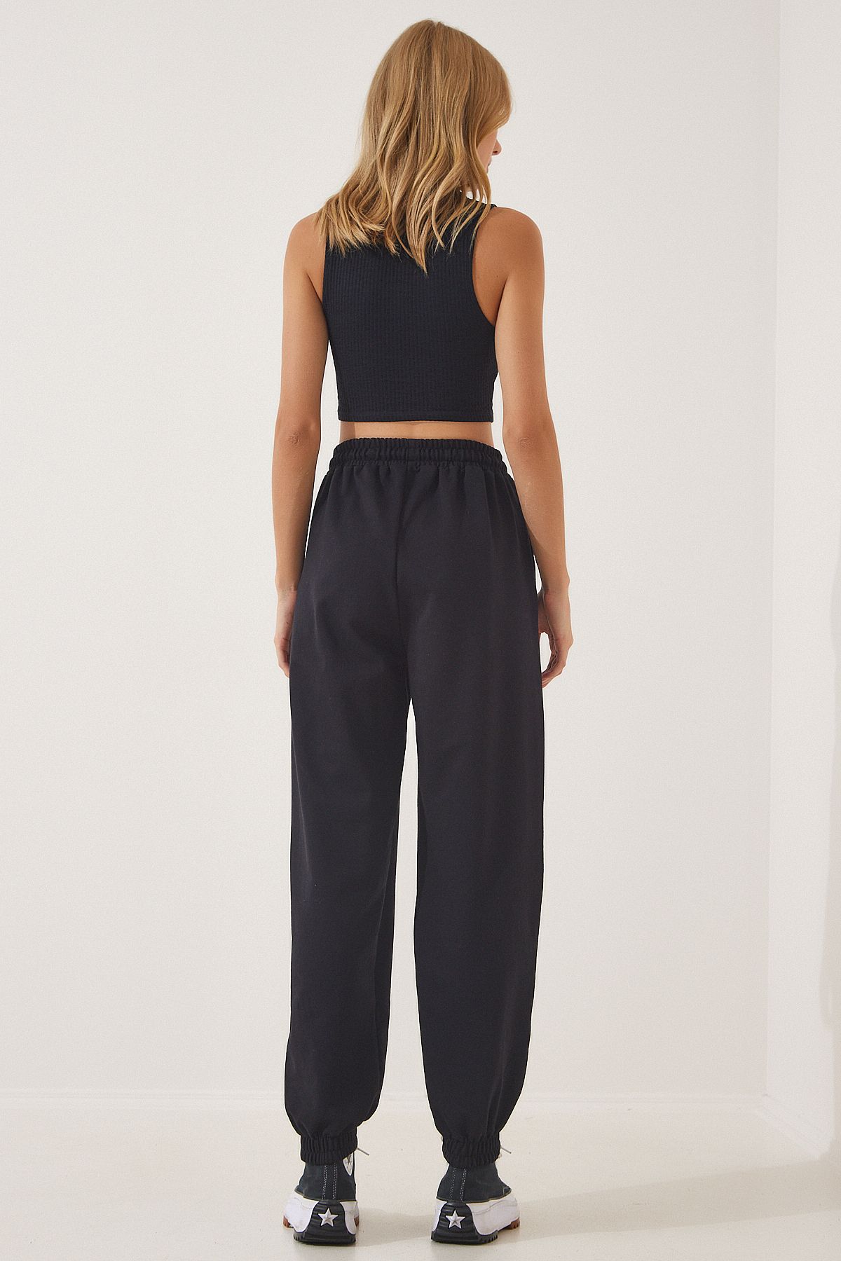 Happiness İstanbul-Women's Black Loose Jogging Sweatpants AP00158 5