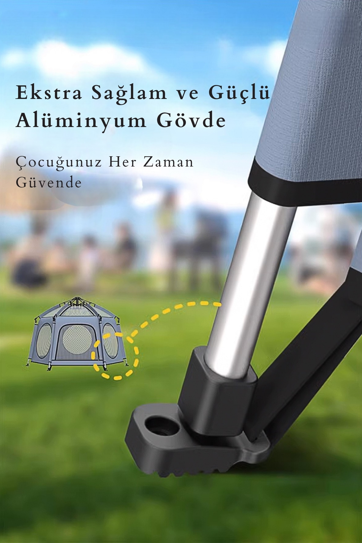 Kiwi Safari Çocuk-Bebek Oyun Parkı Çadırı +50 UV Korumalı,Kolay Kurulum,Alüminyum Sağlam Gövde - Latte fotoğrafı 4 (önizleme)