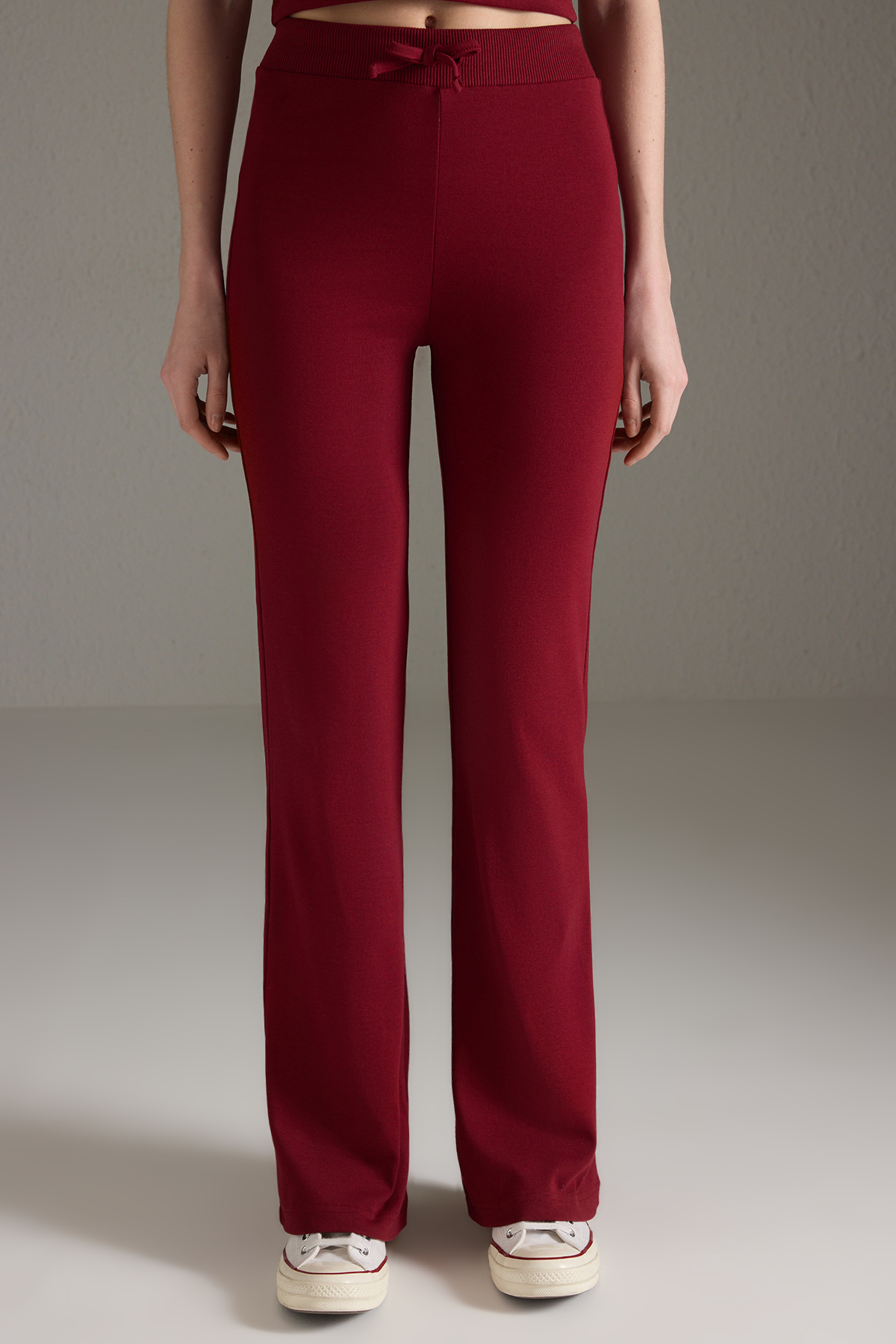 Trendyolmilla  Bordo Fitted/Vücuda Oturan Esnek Örme Örme Alt - Üst Takım TWOSS25AU00053 - Görsel 3