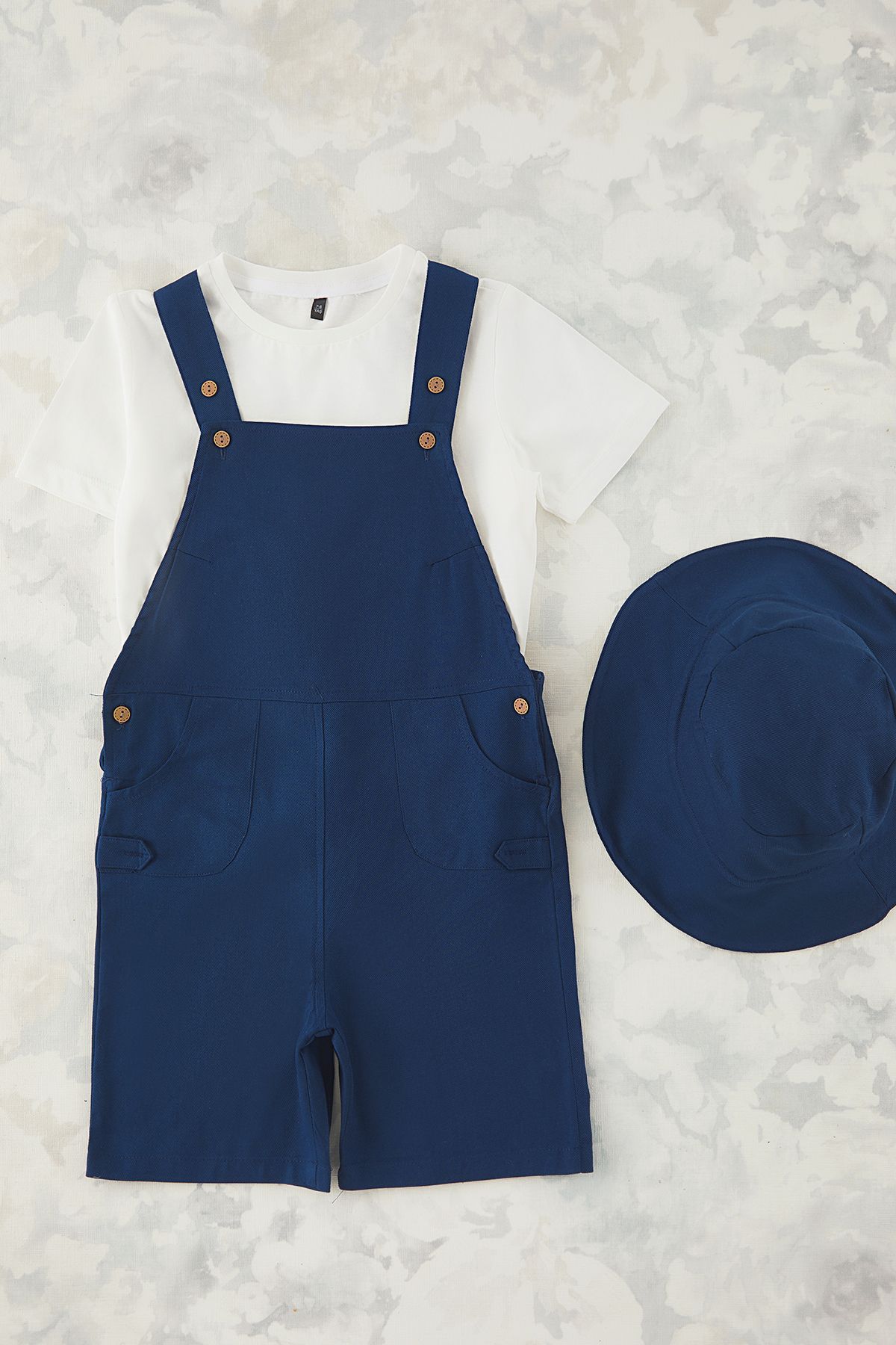TRENDYOLKIDS Granatowy 3-częściowy Dziewczęcy Bawełniany Kombinezon Z Peleryną Kobieta - 7–8 years