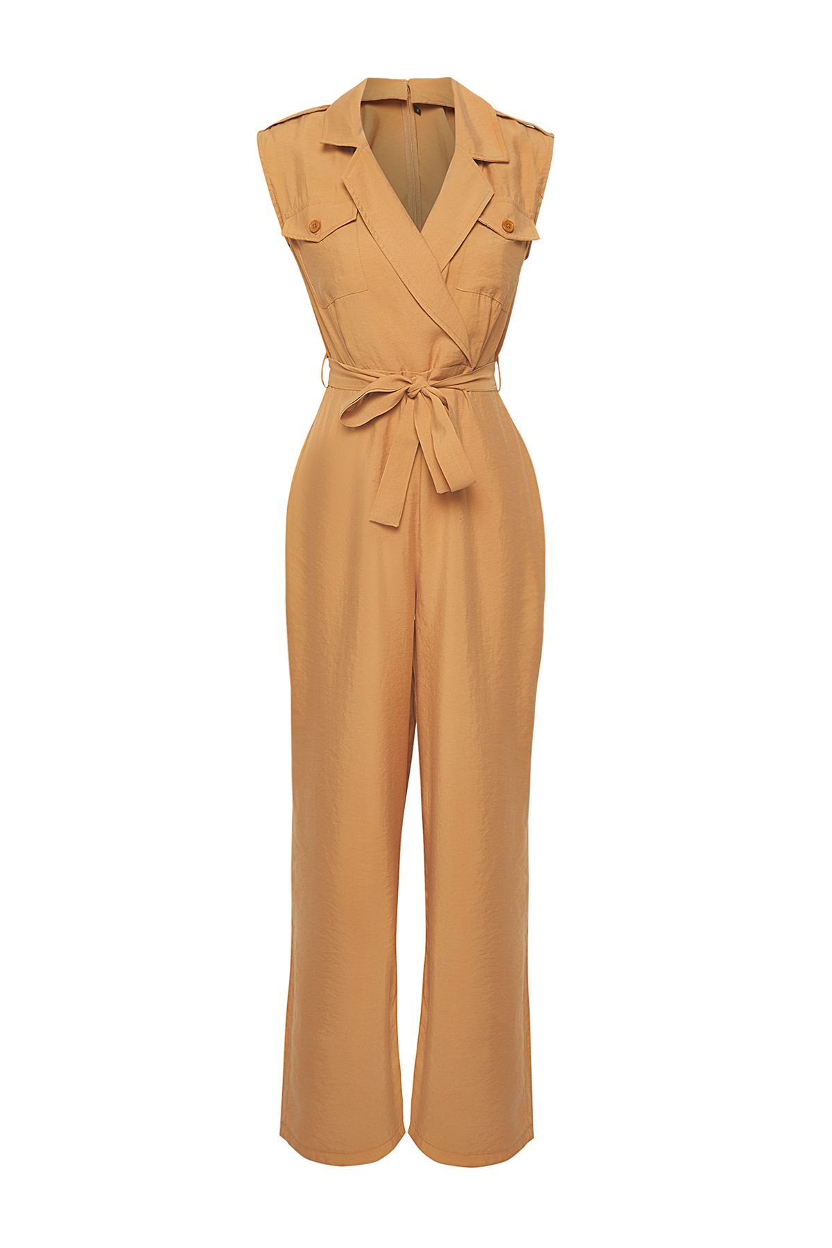 Trendyol Collection-Camel More Sustainble Overall mit weitem Bein und Gürtel aus Modal TWOSS25TU00030 5